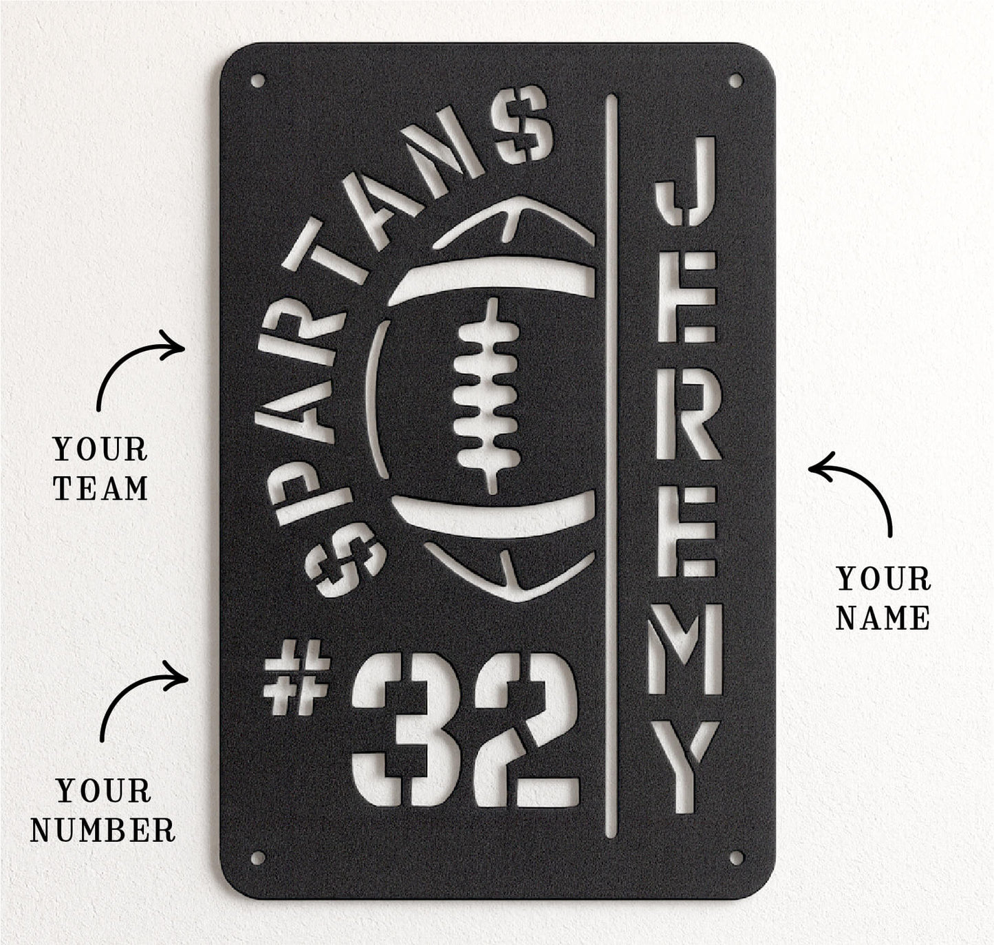 Customizable Football Player Sign, Add Your Team, Player Number, & Name
