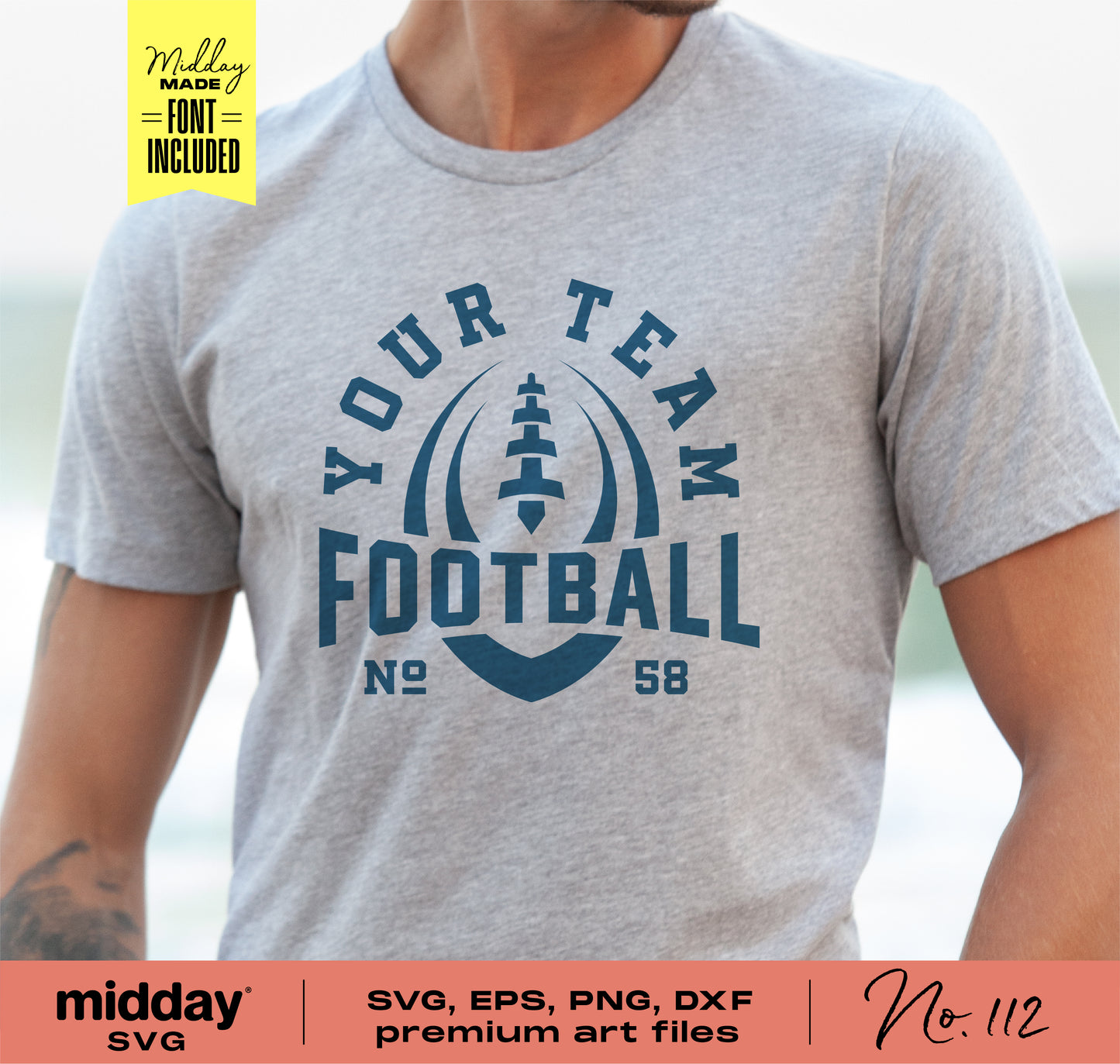 Football team shirt with customized logo design, part of a DIY bundle for Cricut and Silhouette, featuring SVG, PNG, DXF, EPS files.
