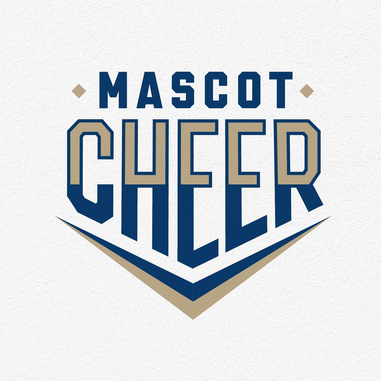 Masccot Cheer logo with elegant chevron design in blue and gold tones, suitable for cheerleading apparel and DIY projects.