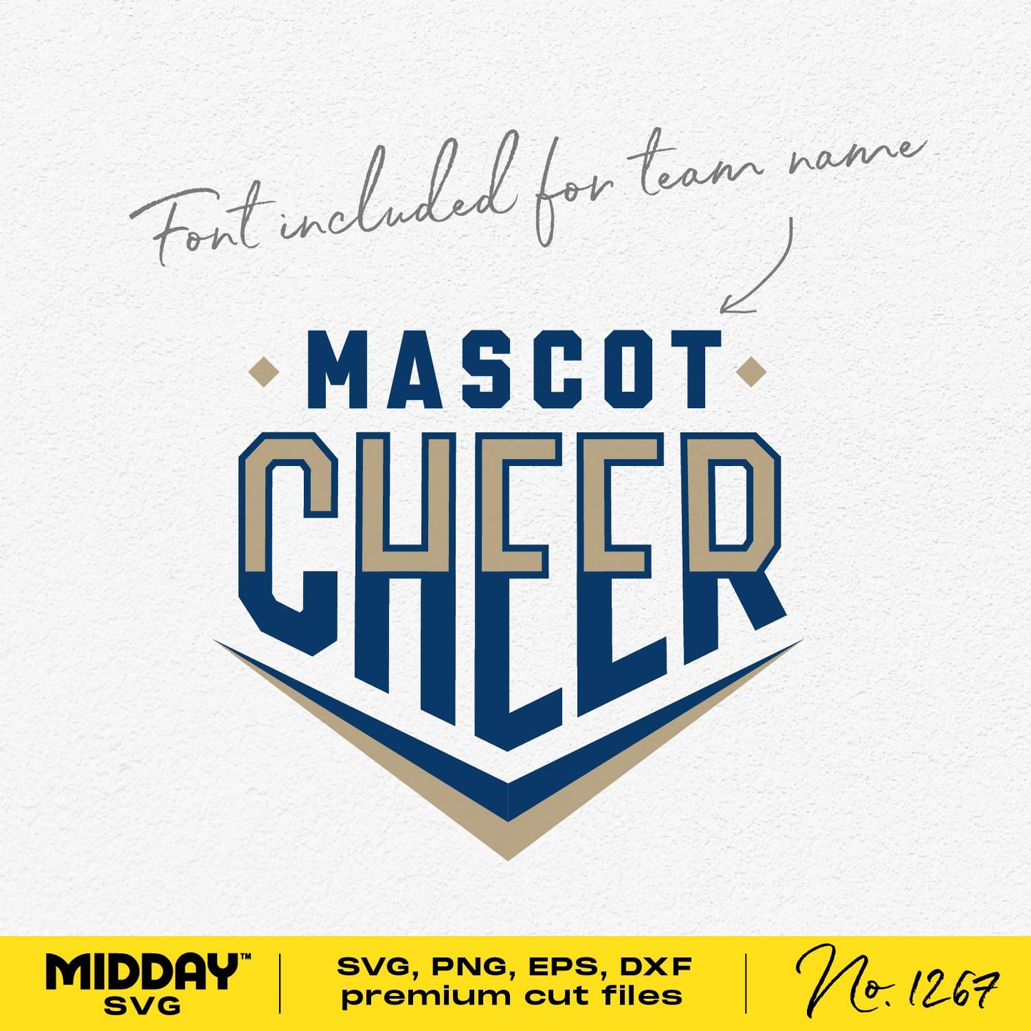 Chevron Cheer Team SVG design with included font for team name, ideal for DIY projects and custom apparel.