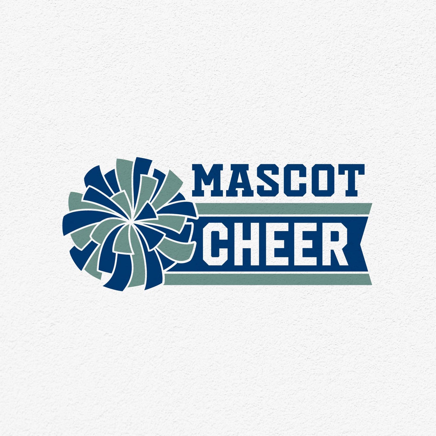 Customizable mascot cheerleading template featuring blue and green pom poms, ideal for adding team spirit with personalized text.