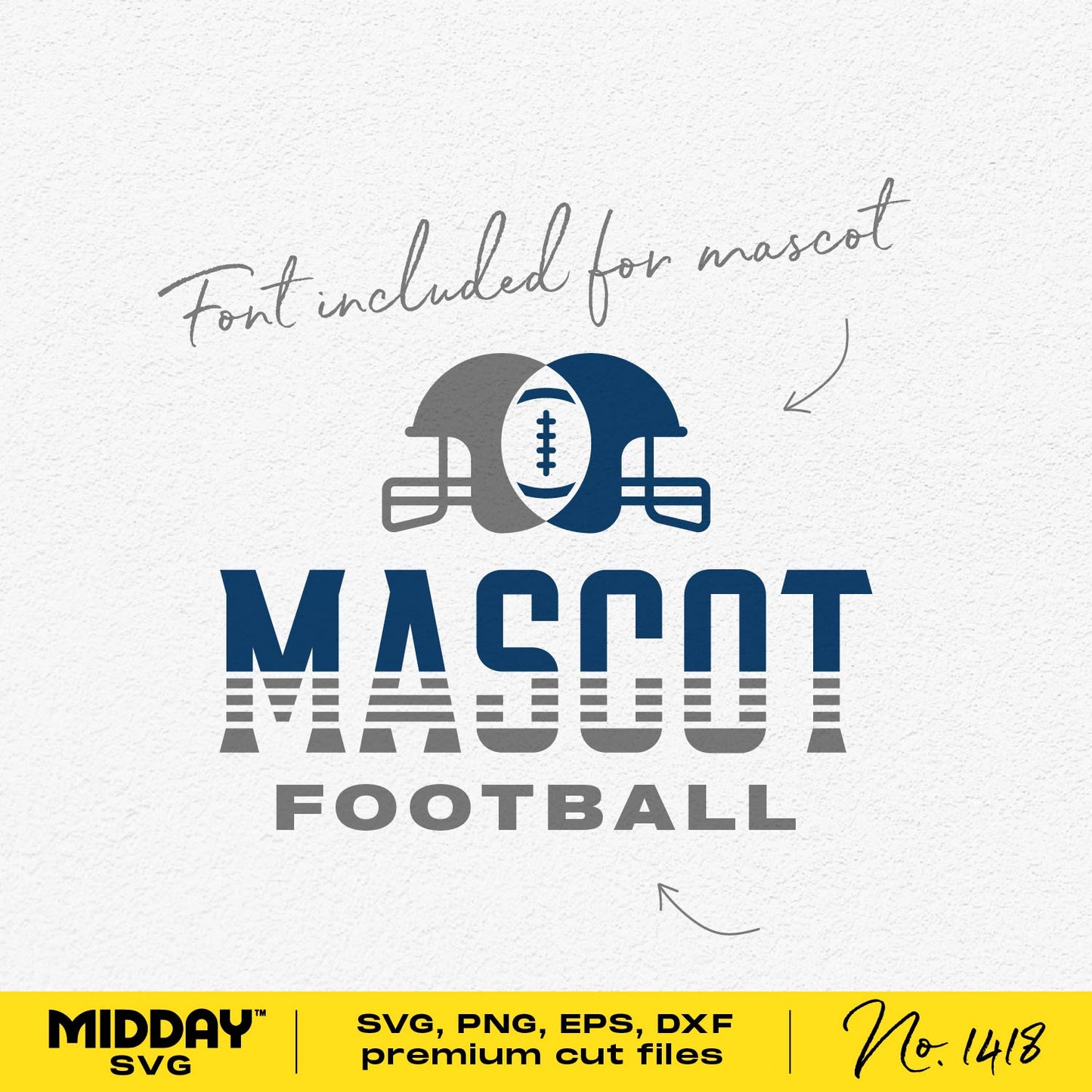 Football Helmet Team Template with 'Mascot Football' text and font included. Available in SVG, PNG, DXF, and EPS formats from Midday SVG.
