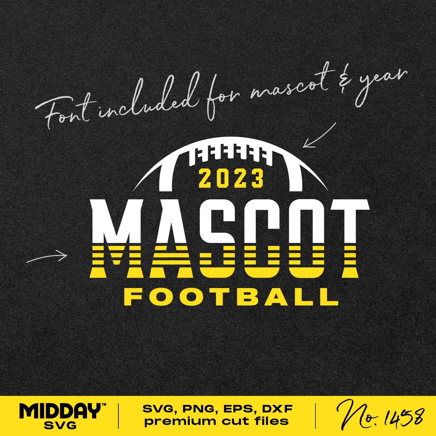 Customizable Football Team Template with SVG, PNG, DXF, EPS formats and font included. Ideal for personalizing team mascots and logos.