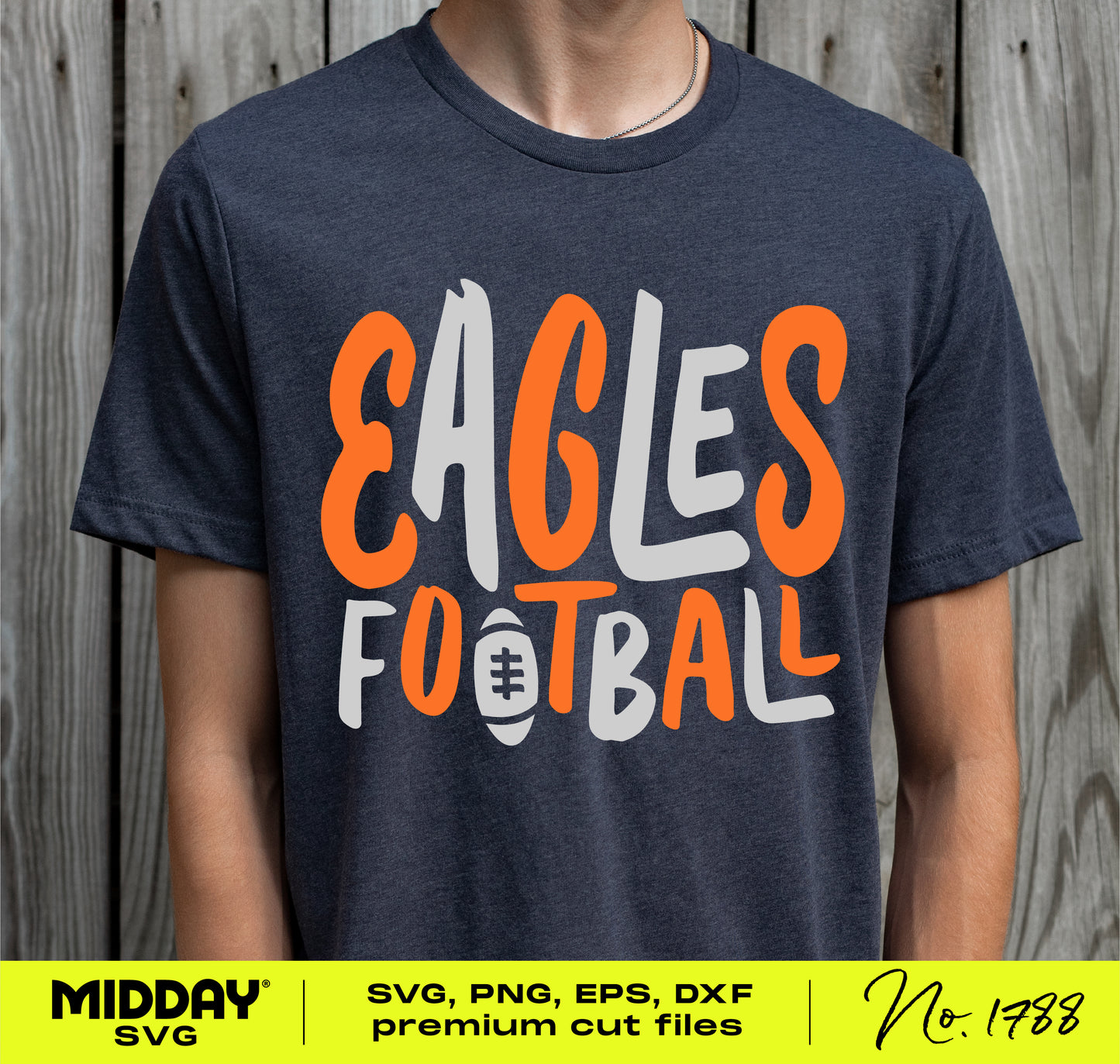Hand lettered Eagles Football shirt design for digital download, featuring bold lettering perfect for customizable fanwear.