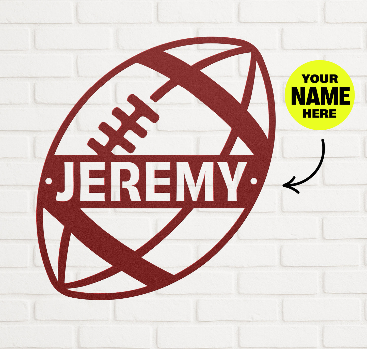 Customizable Football Stenciled Wall Sign