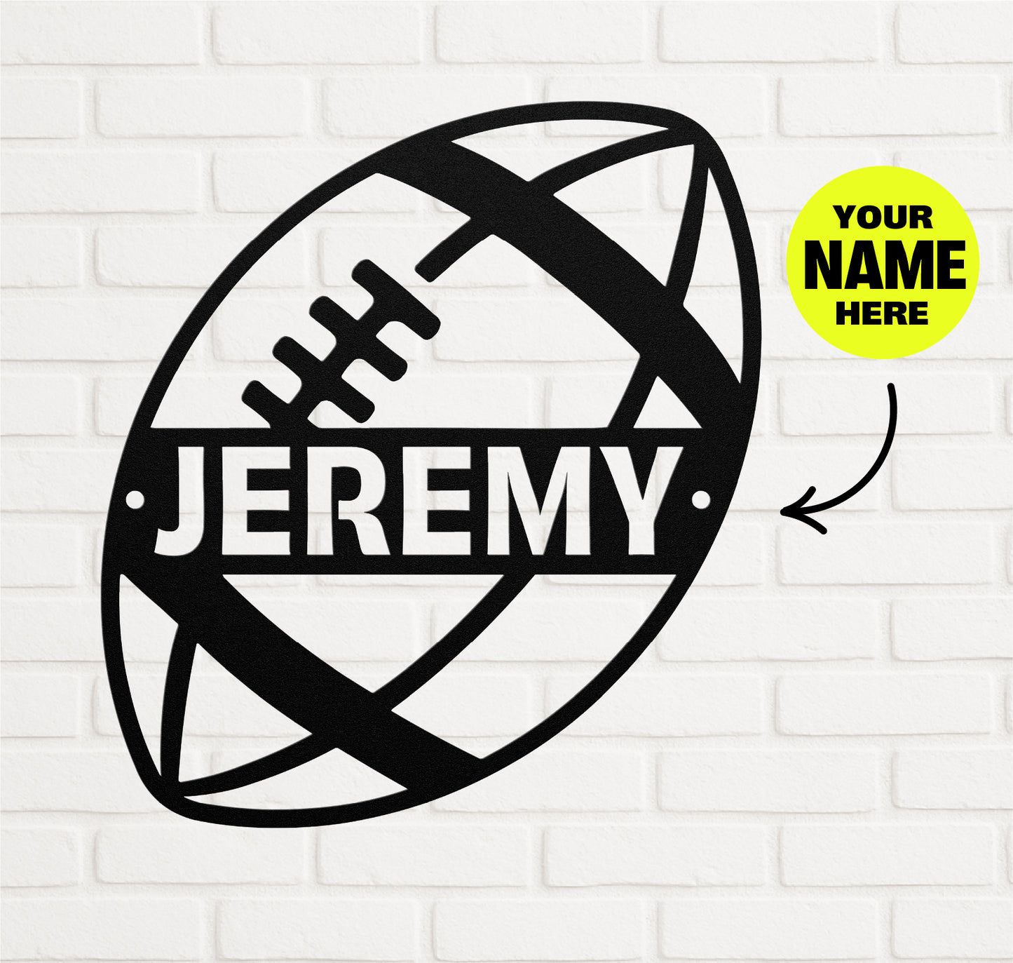 Customizable Football Stenciled Wall Sign