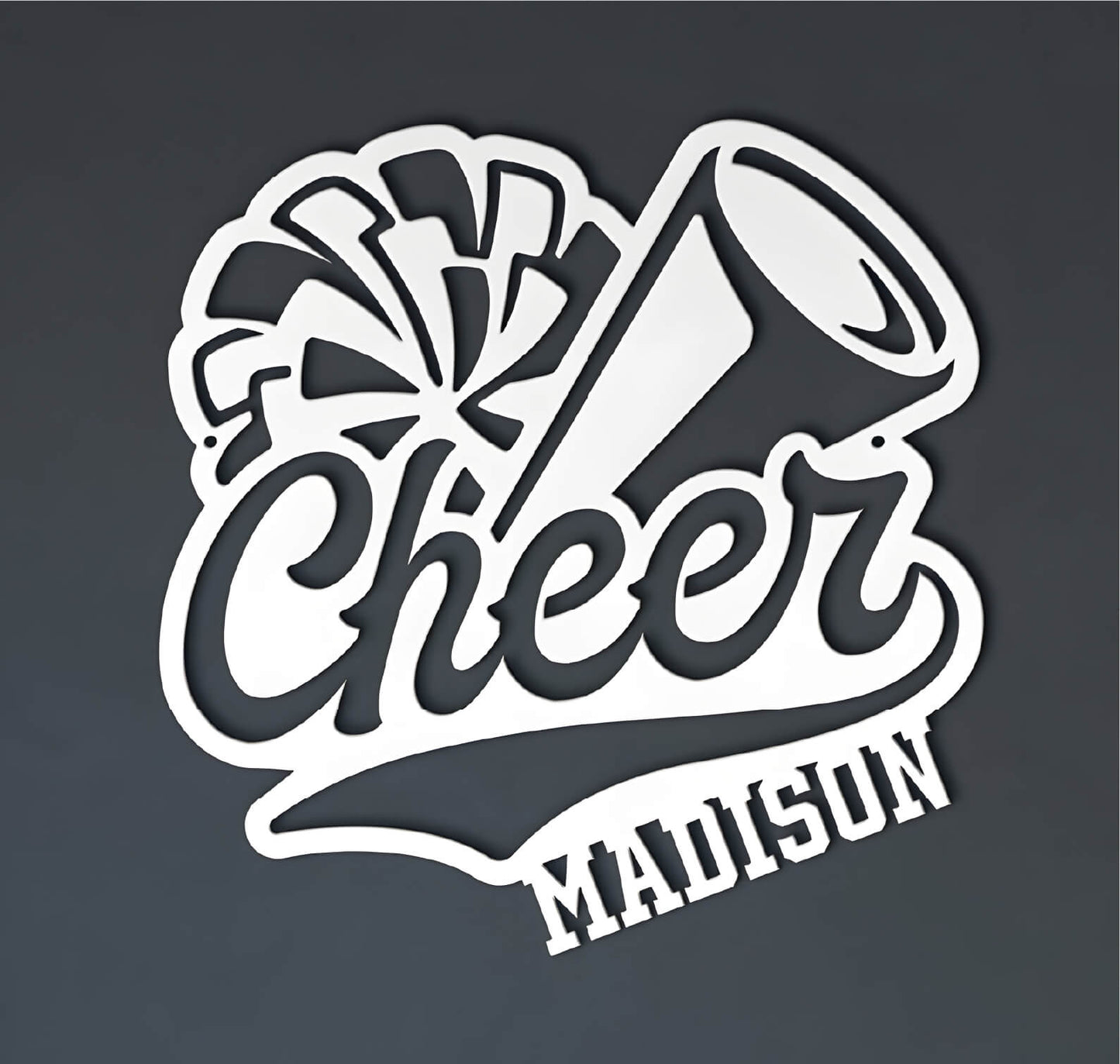 Customizable Name Cheer Sign With Pom Pom and Megaphone