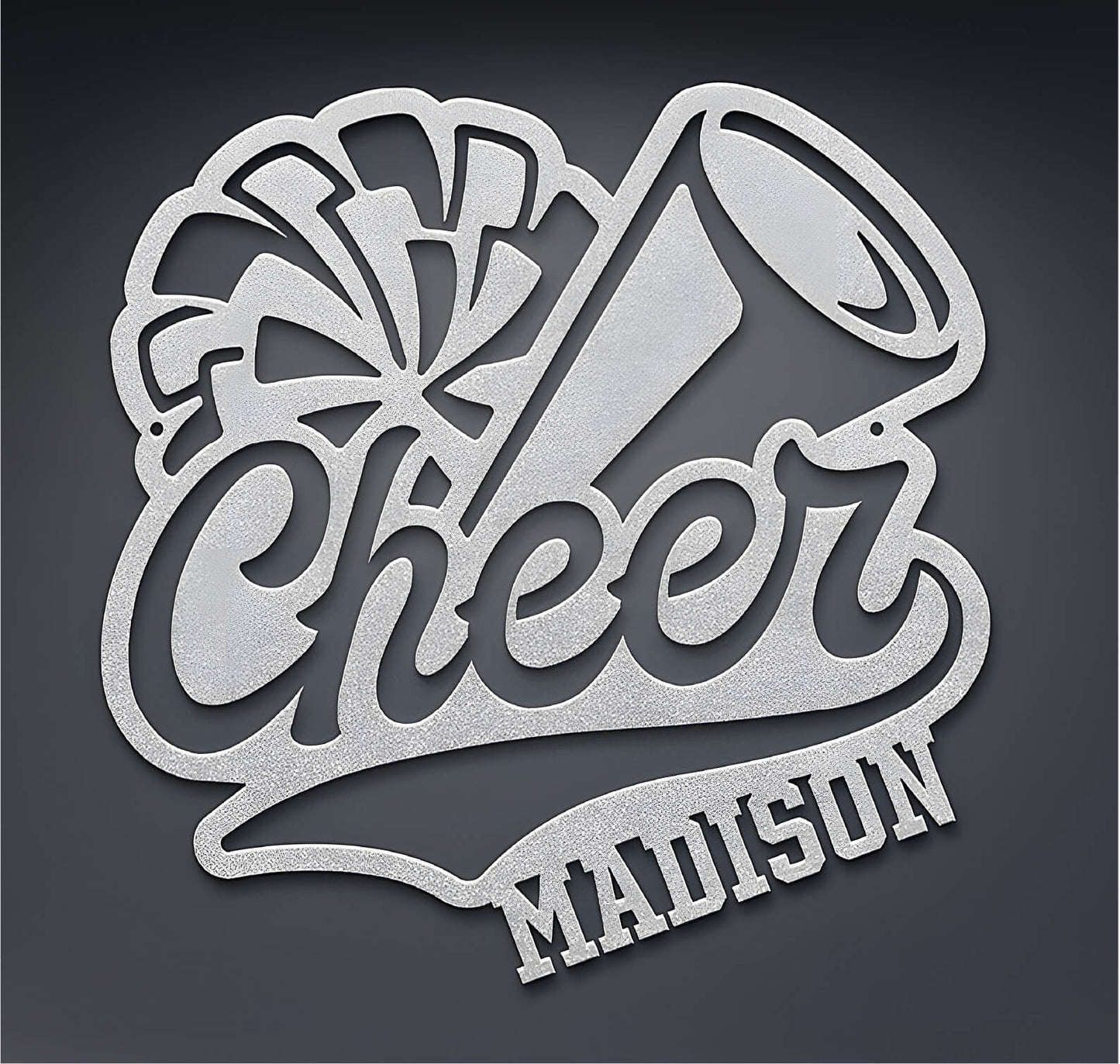 Customizable Name Cheer Sign With Pom Pom and Megaphone