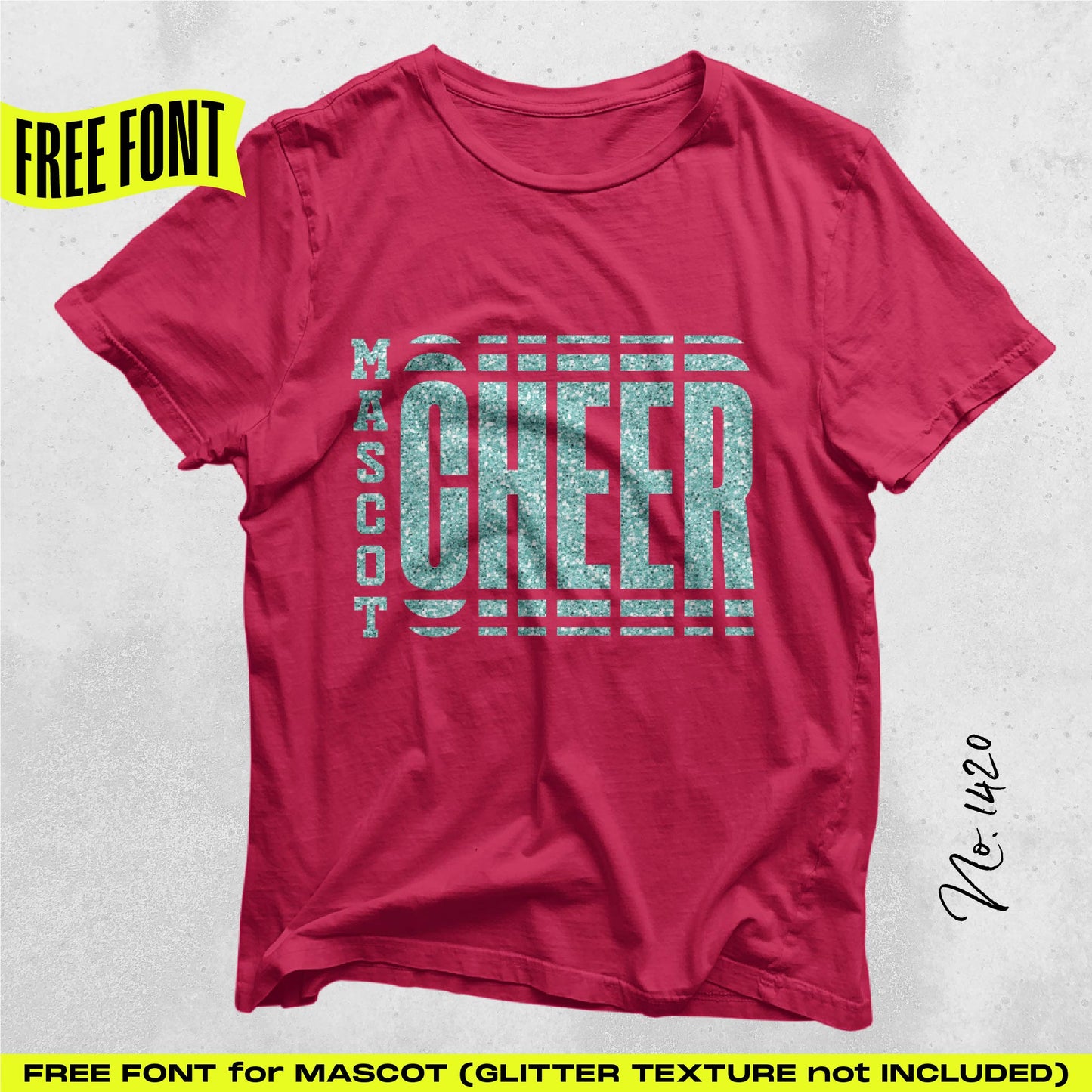 Red t-shirt featuring Cheer graphic design from collegiate SVG bundle, no glitter texture, suitable for team spirit wear.