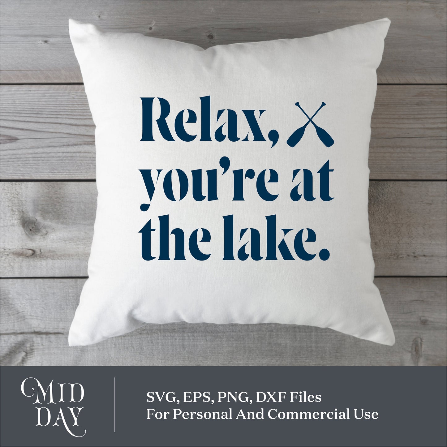 Pillow with 'Relax, you're at the lake' design, perfect for lake house decor and summer vacation vibes.