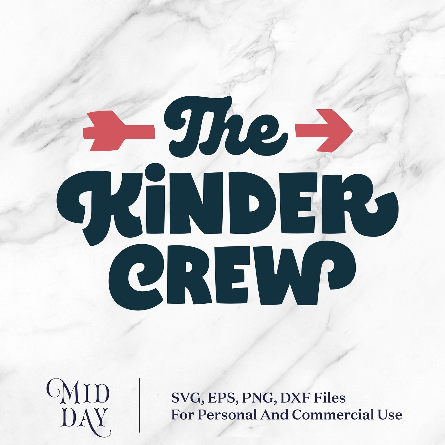 Kinder Crew SVG design for back to school, available in SVG, EPS, PNG, DXF formats for personal and commercial use.