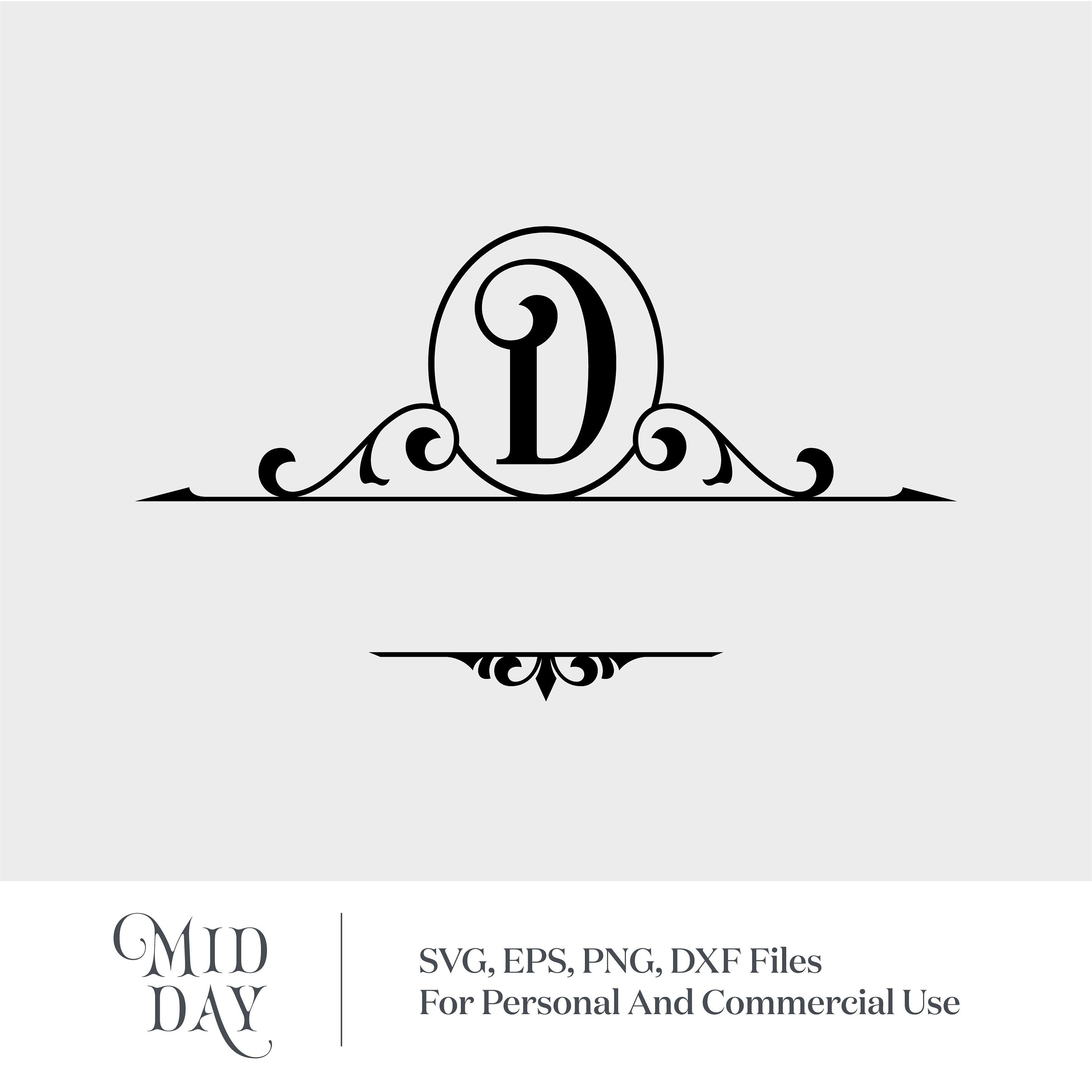 Elegant D monogram SVG design for mailboxes, personalized family name decor, compatible with Cricut and bold serif fonts.