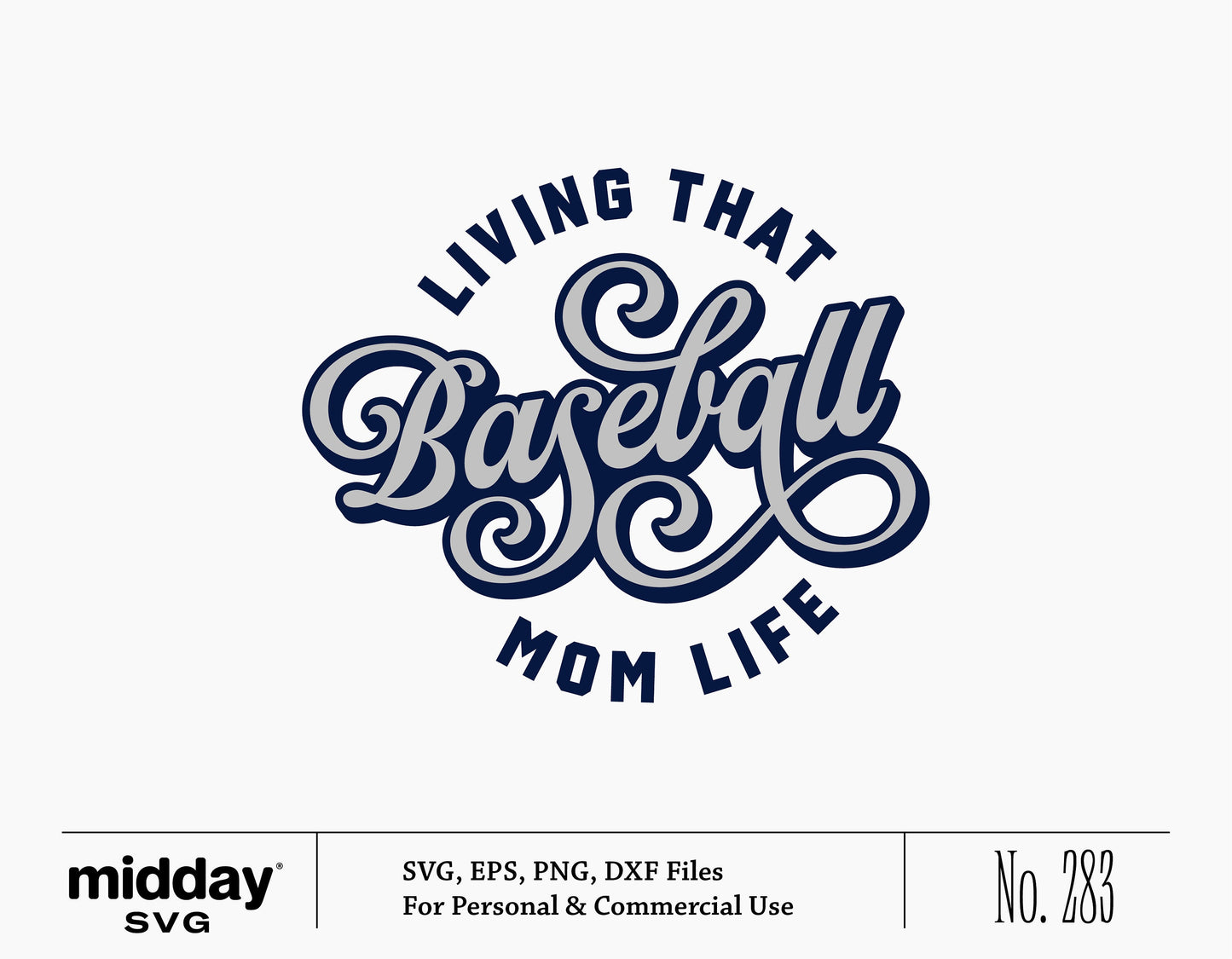 Vintage 'Living That Baseball Mom Life' SVG design for Cricut featuring elegant typography, suitable for shirts, crafts, and gifts.