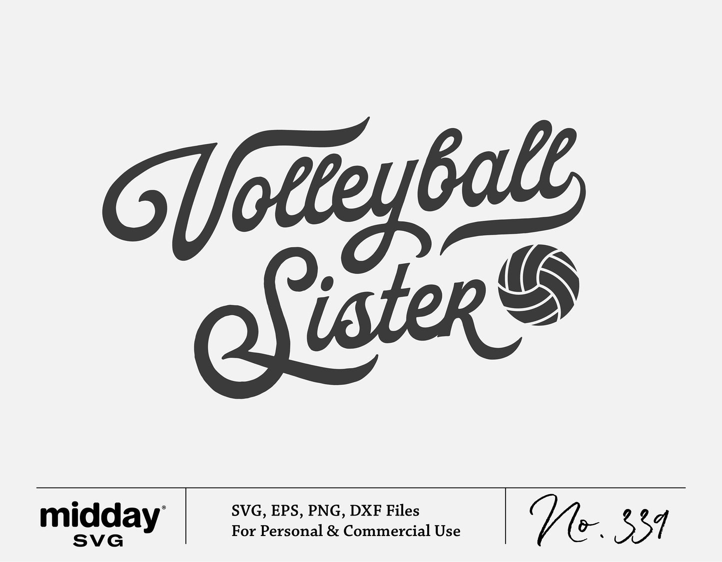 Vintage Volleyball Sister SVG design for Cricut, Silhouette with a classic logo style ideal for volleyball projects, download in SVG, EPS, PNG.
