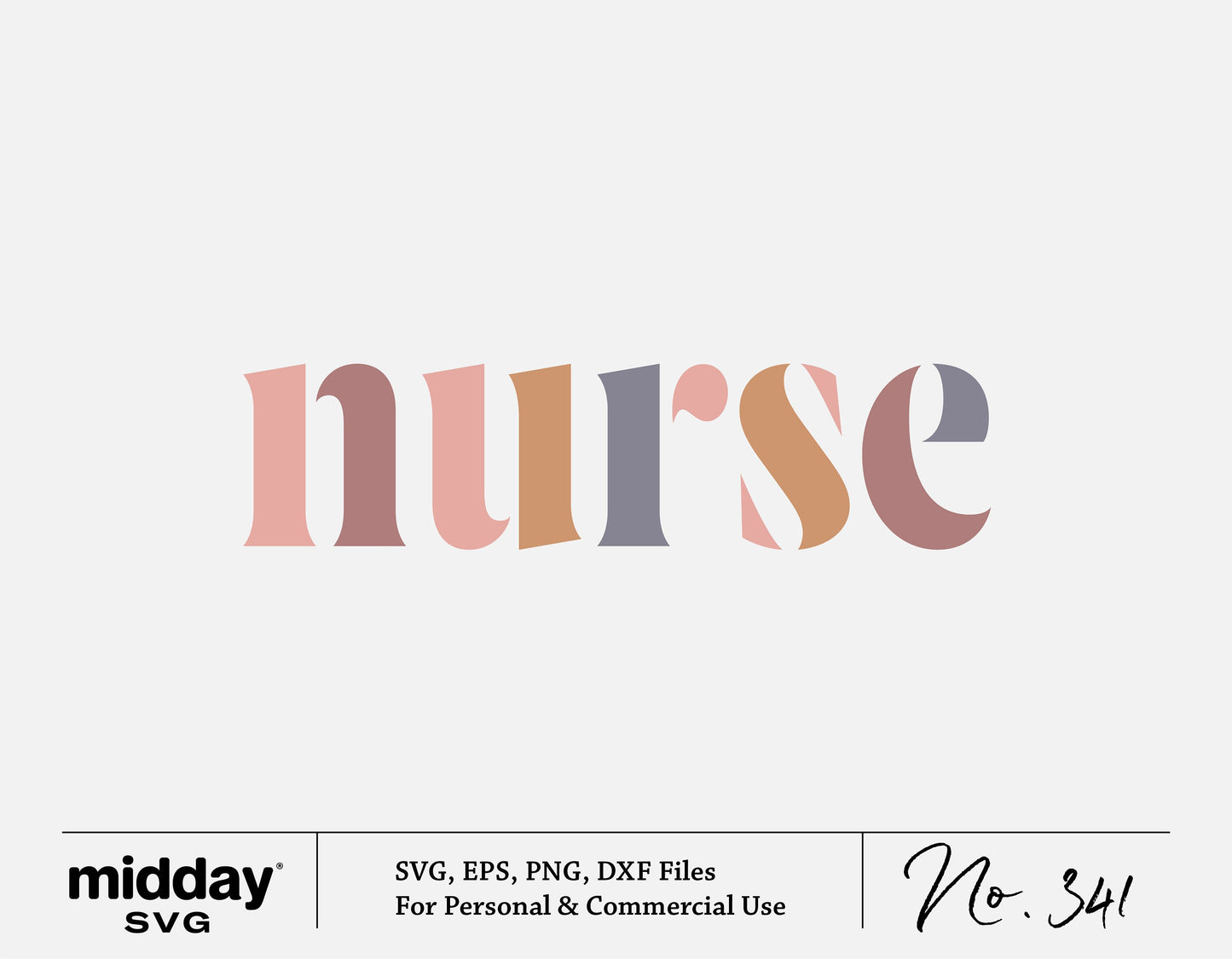 Multi-colored 'nurse' SVG design for Cricut and Silhouette projects, featuring bold typography for Nurse Life crafts.