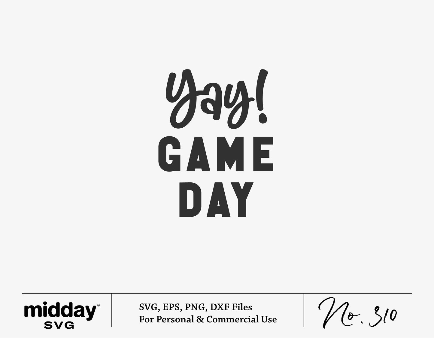 "Yay! Game Day" SVG design for sports moms, compatible with Cricut and Silhouette, includes baseball, football, basketball themes.