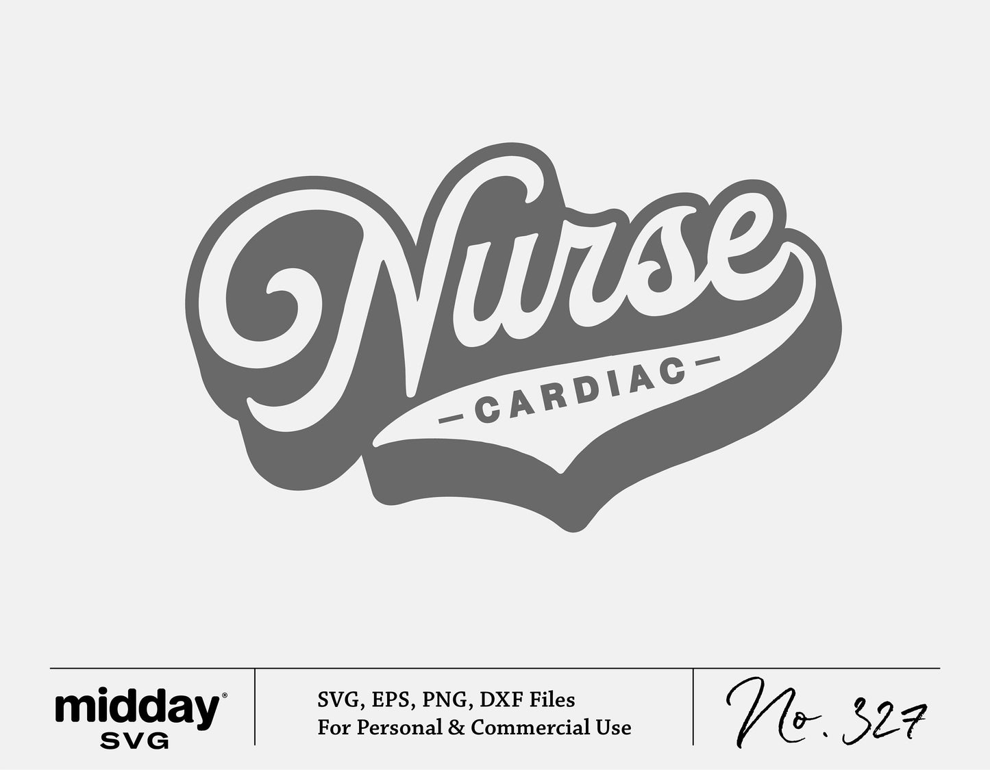 Cardiac Nurse SVG design with retro style text, available for silhouette and Cricut crafting in SVG, EPS, PNG, and DXF formats.