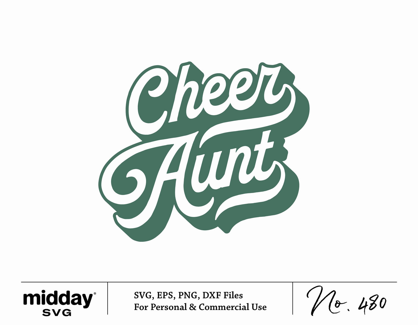 Green Cheer Aunt SVG design, suitable for Cricut and Silhouette, available in EPS, PNG, and DXF formats for digital download.