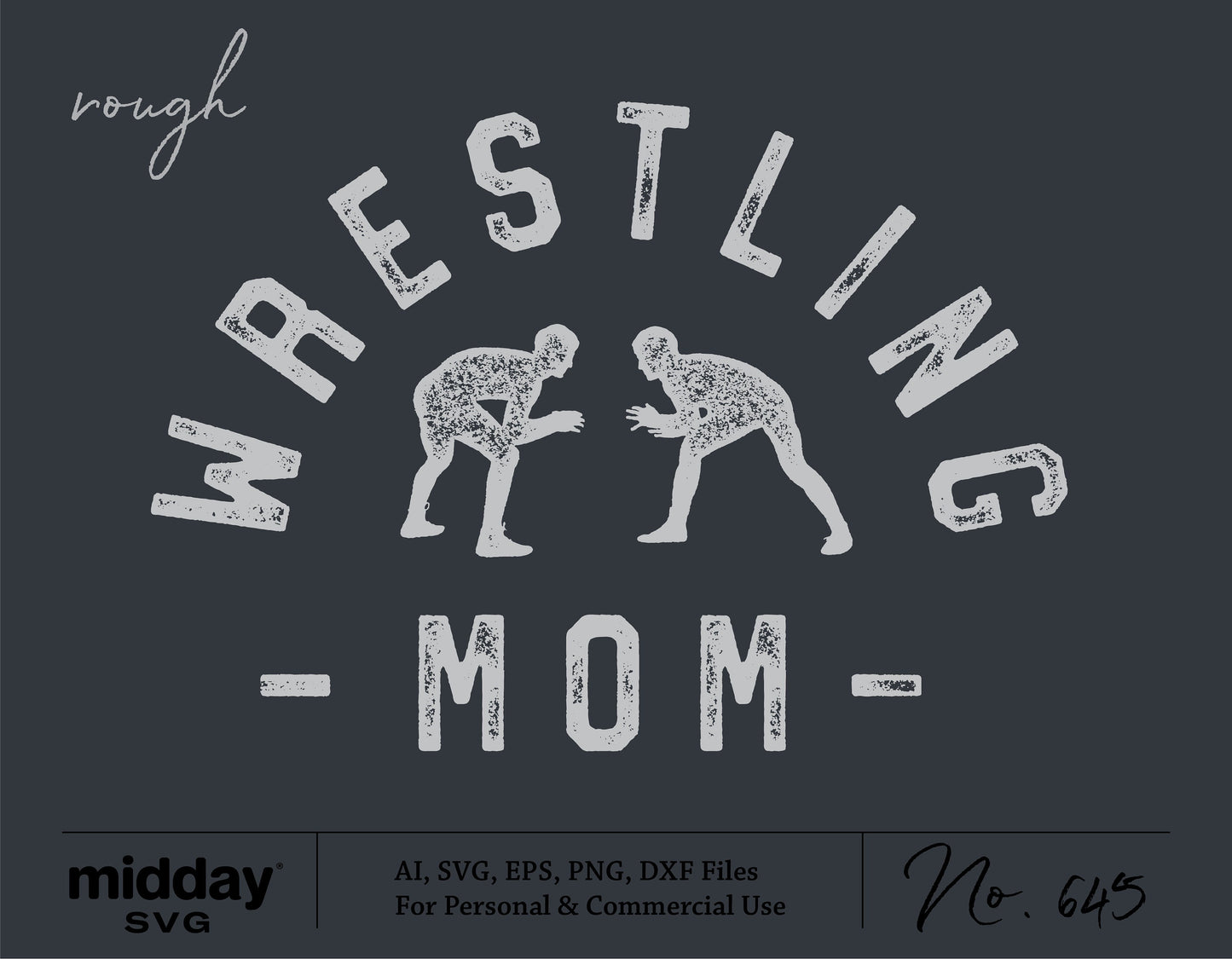 Wrestling Mom SVG design with two wrestlers, available in AI, SVG, EPS, PNG, and DXF formats for personal and commercial use.