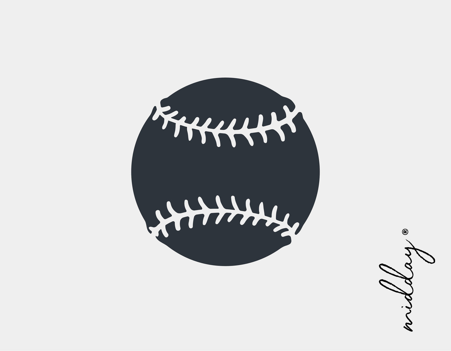 Monochrome baseball SVG icon with stitching details, ideal for Cricut projects and youth baseball designs.