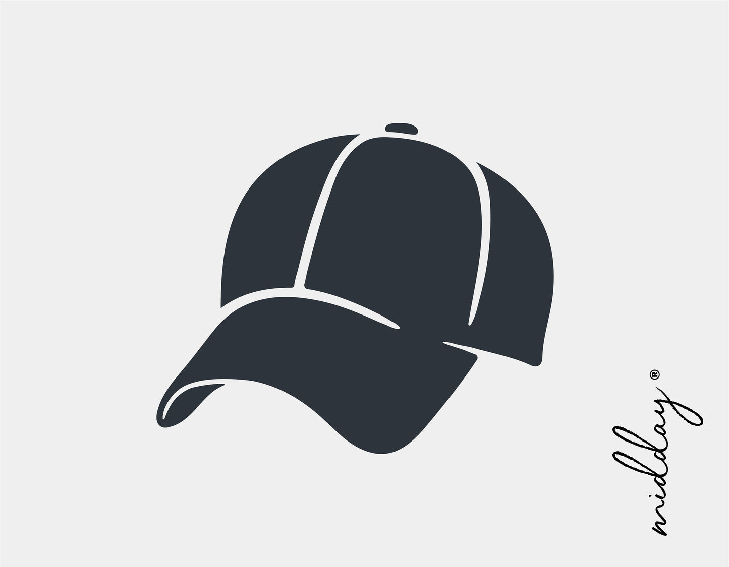 Black and white silhouette of a baseball cap from the Baseball Bundle SVG collection