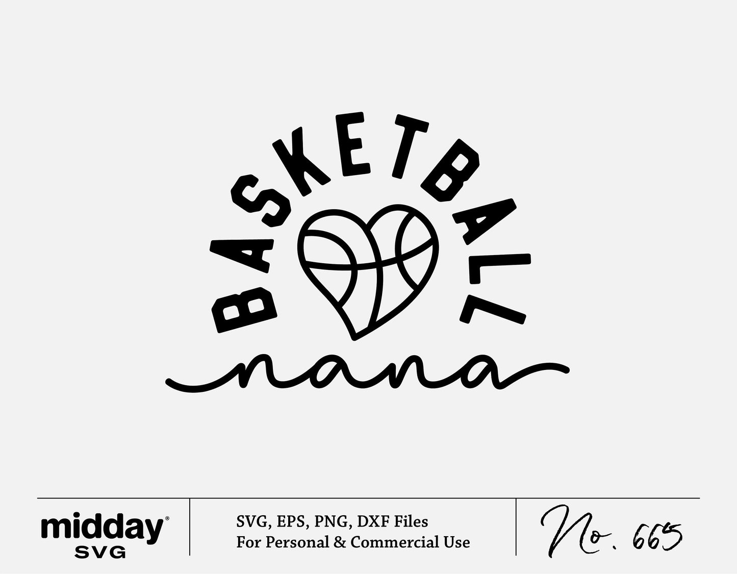 Basketball Nana SVG design for shirts, featuring a heart-shaped basketball, ideal for Cricut and sublimation projects.