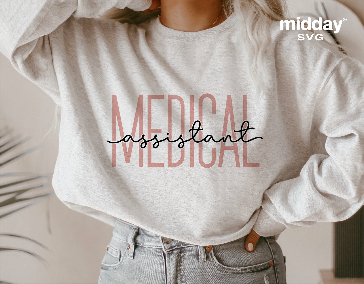 Medical Assistant shirt design mockup featuring "Medical Assistant" text in stylish font, suitable for Cricut and sublimation projects.