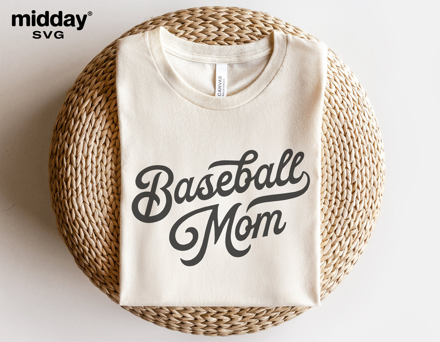 Vintage Baseball Mom Life Shirt featuring bold script font, perfect for baseball fans and sports apparel enthusiasts. Digital cut file.