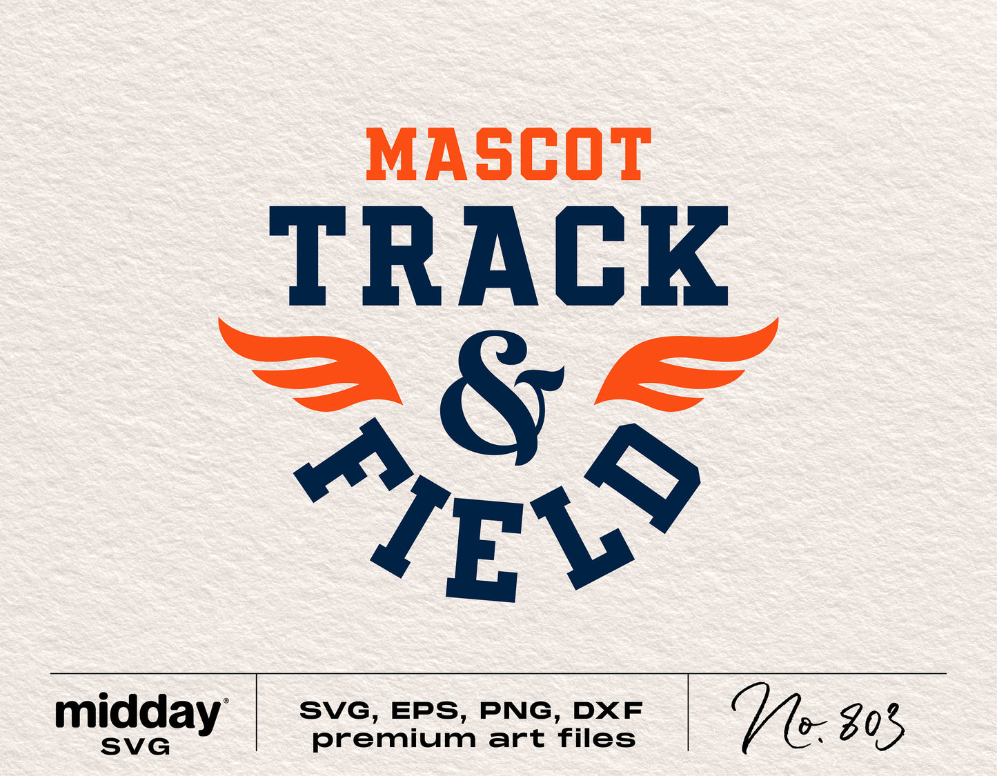 Track and Field Logo Template with Mascot Text in SVG, PNG, DXF, EPS Formats for Cricut and Silhouette