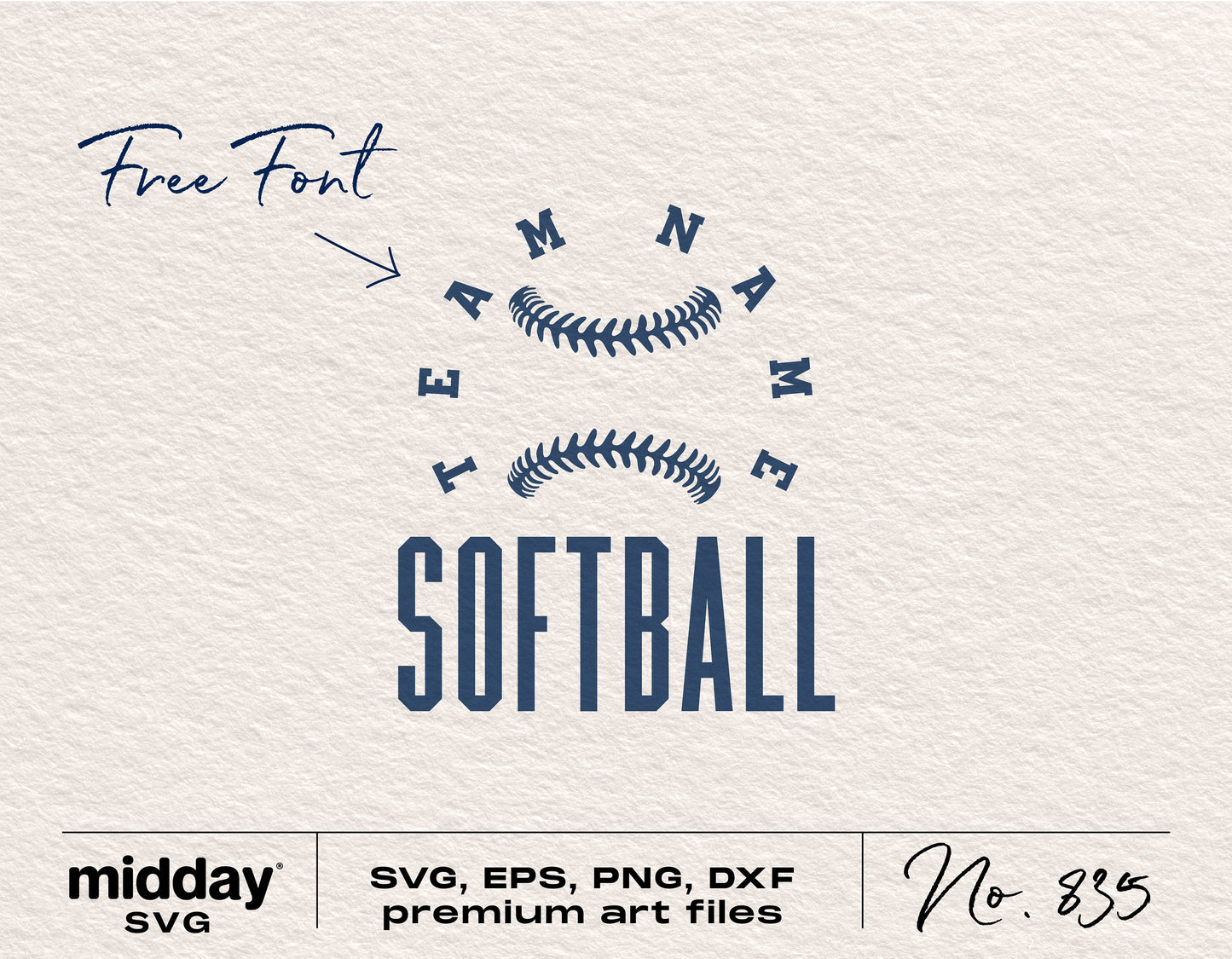 Softball Team SVG Template with Customizable Font for Cricut and Silhouette, Formats: SVG, EPS, PNG, DXF, Includes Free Font