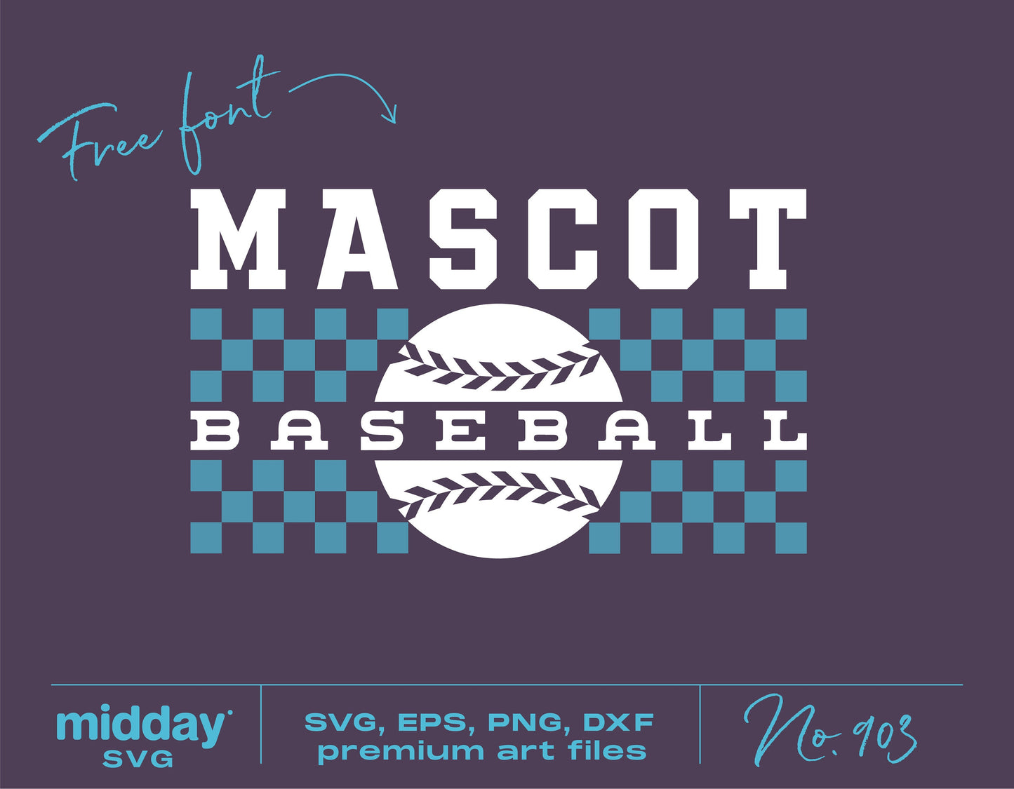 Customizable checkered baseball SVG template for team shirts with free font, compatible with Cricut and Silhouette, includes SVG, EPS, PNG, DXF.