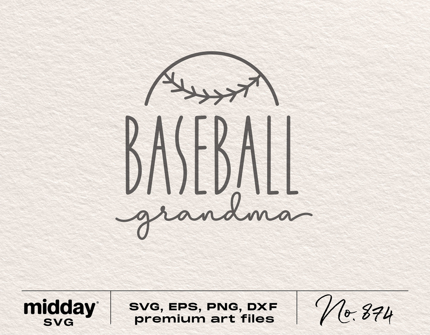 "Baseball Grandma" SVG design for Cricut and Silhouette, ideal for shirts, tumblers, and sublimation projects. Includes SVG, PNG, DXF, EPS.