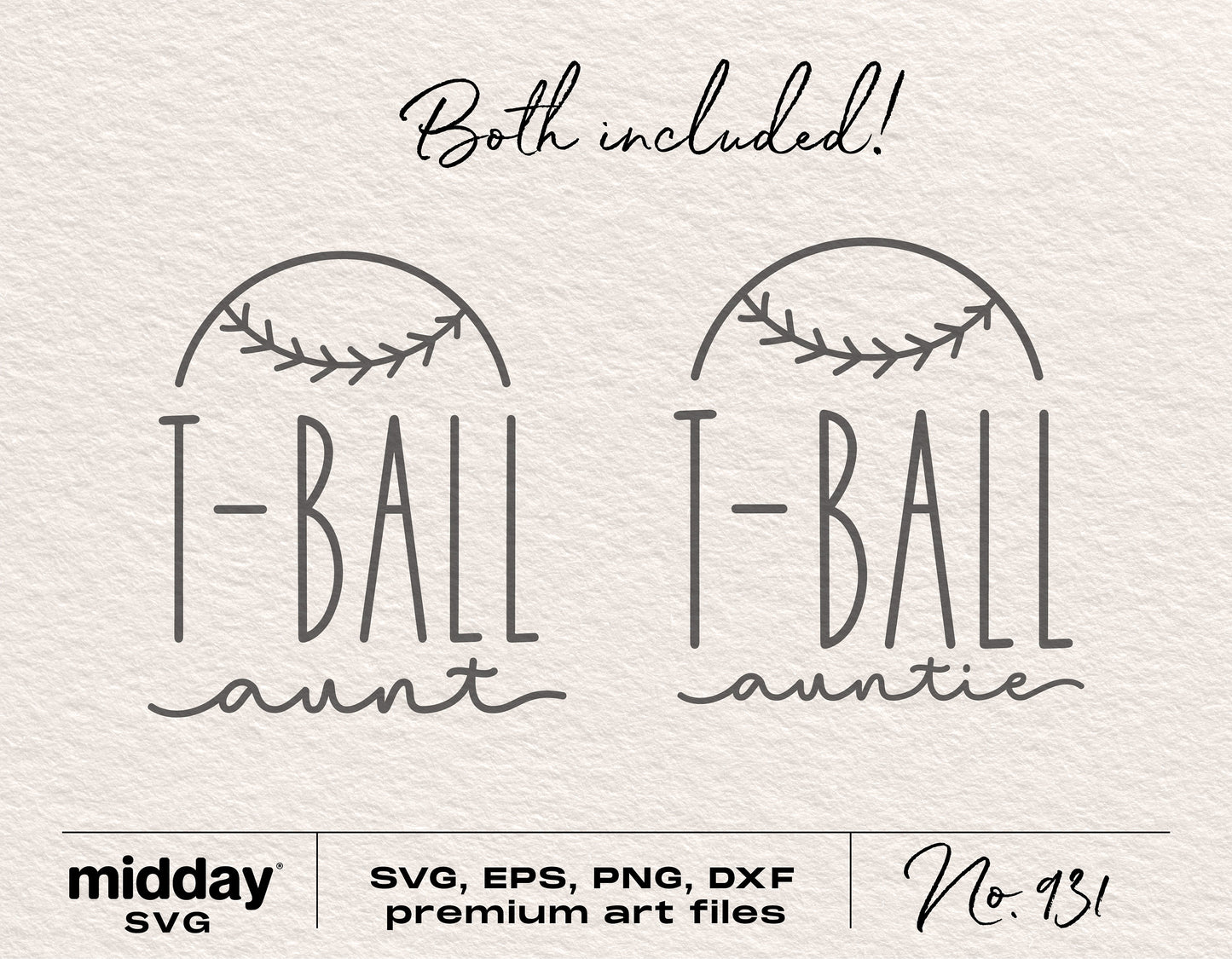 T-Ball Aunt and Auntie SVG and PNG files for Cricut and Silhouette.