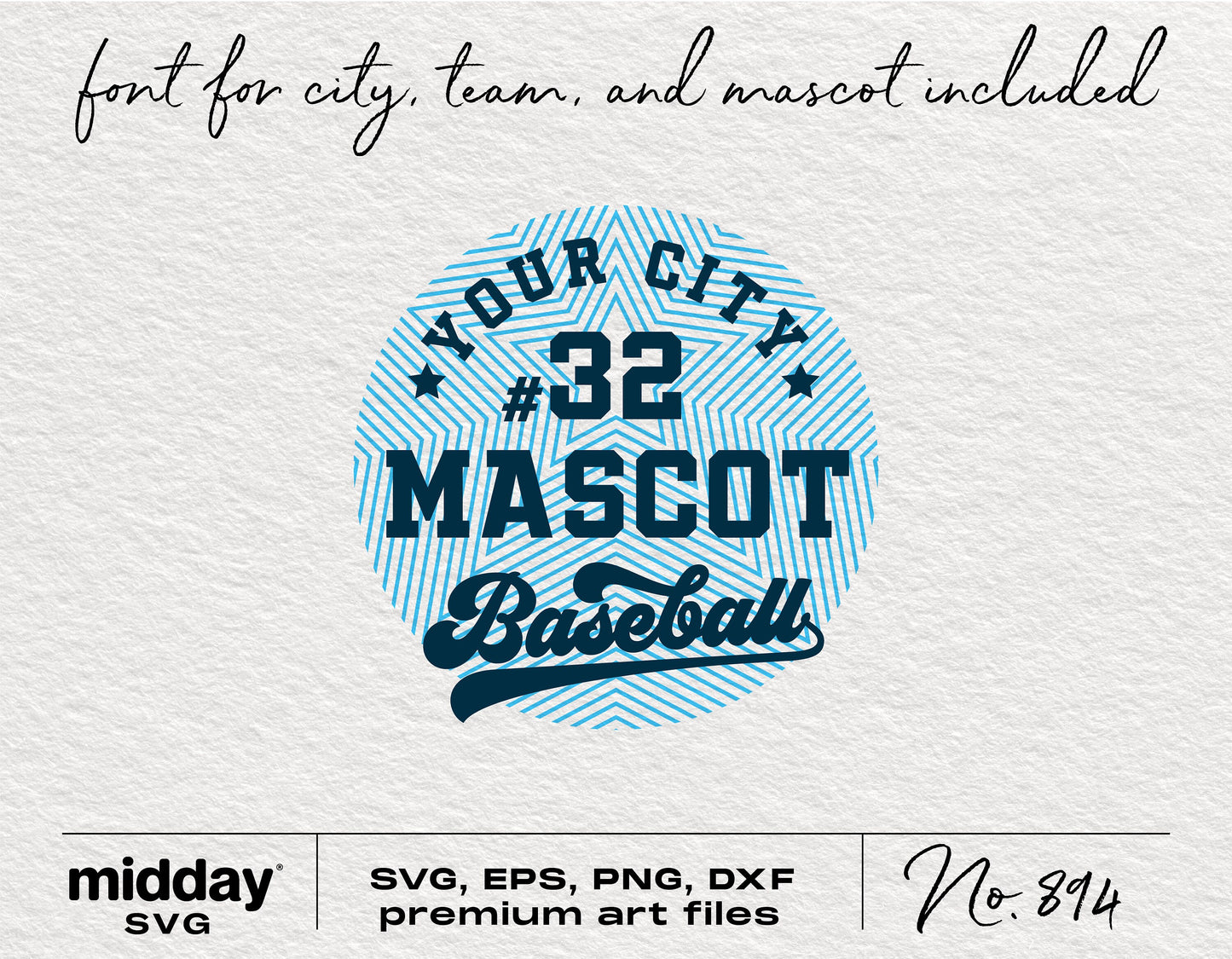 Customizable baseball team SVG with city and mascot font included, suitable for Cricut and Silhouette crafts.