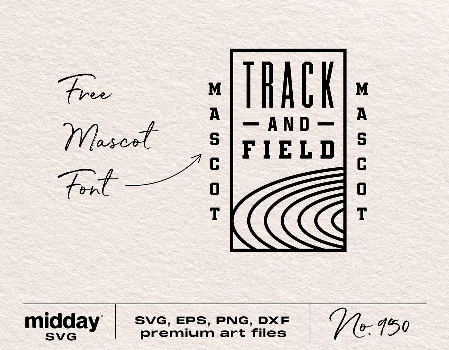 Track and Field SVG design featuring mascot font and premium art files for Cricut and Silhouette cutting machines.