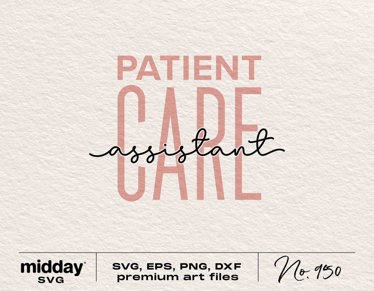 Patient Care Assistant SVG design in pink and black, available in SVG, EPS, PNG, DXF formats for Cricut and Silhouette.