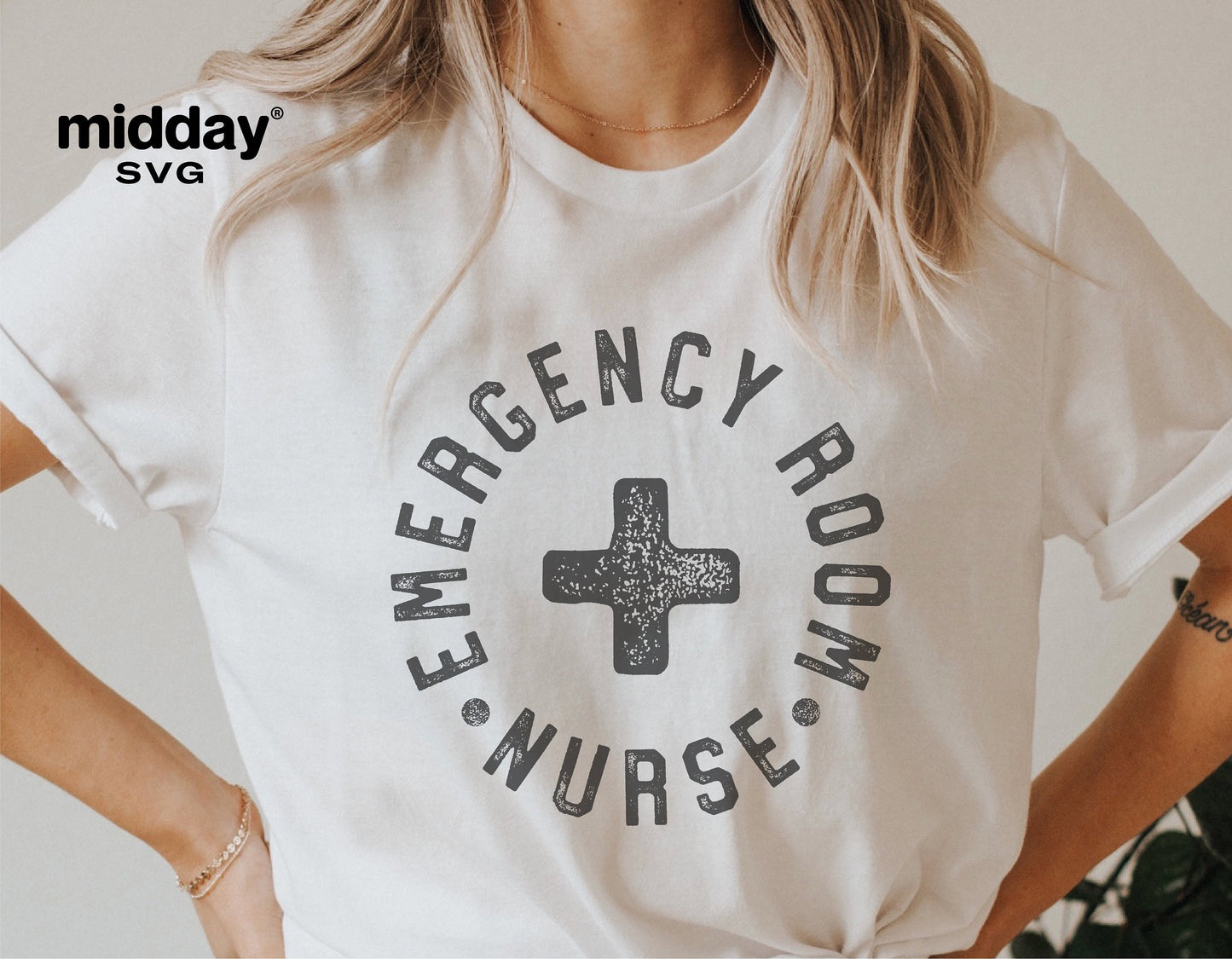 Emergency Room Nurse t-shirt with bold text design suitable for ER nurses, available in SVG, PNG, DXF, and EPS formats.