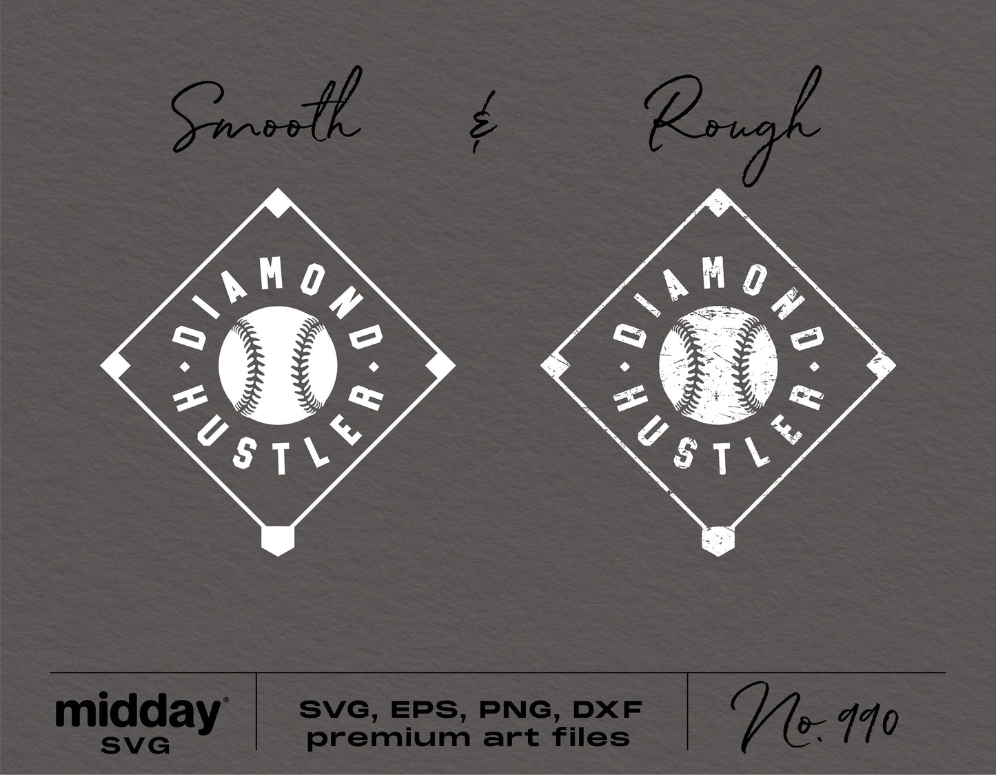 Diamond Hustler baseball SVG PNG DXF EPS design with smooth and rough styles for Cricut and Silhouette.