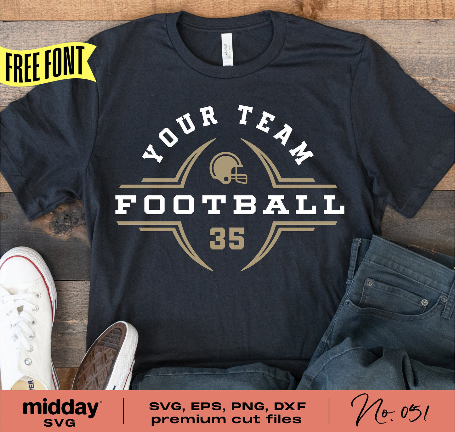 Black football team shirt with customizable logo and helmet, SVG, PNG, DXF, EPS files for Cricut and Silhouette.