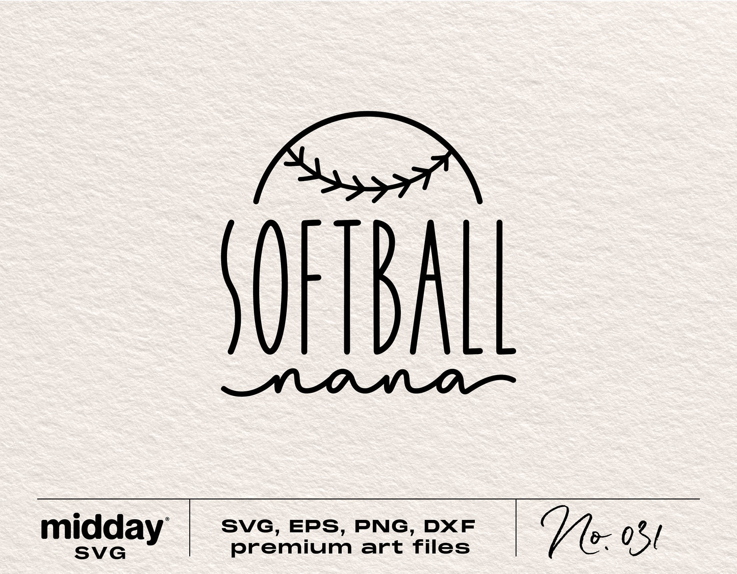 Softball Nana design with baseball graphic in SVG, PNG, Ai, EPS, and DXF formats, ideal for Cricut and Silhouette crafts.