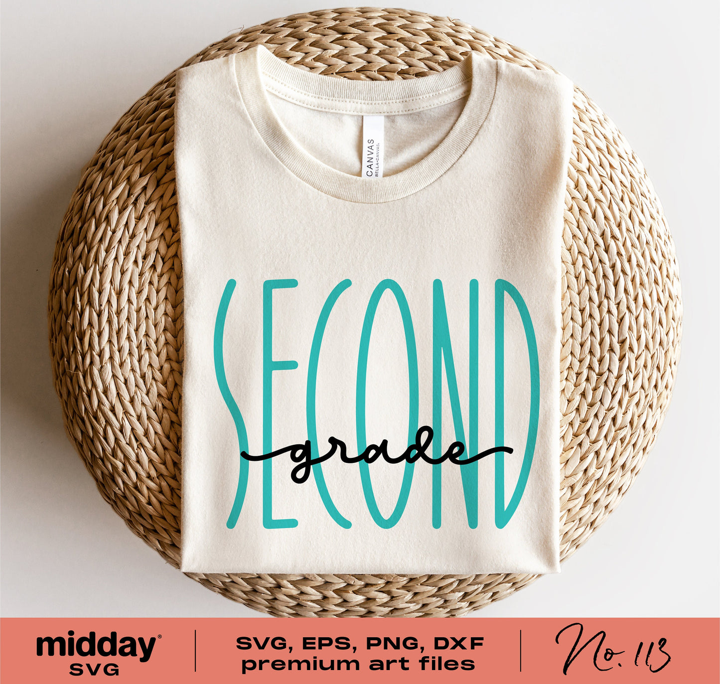 Second Grade SVG design on white T-shirt, perfect for Cricut cutting, back-to-school projects, and teacher gifts.