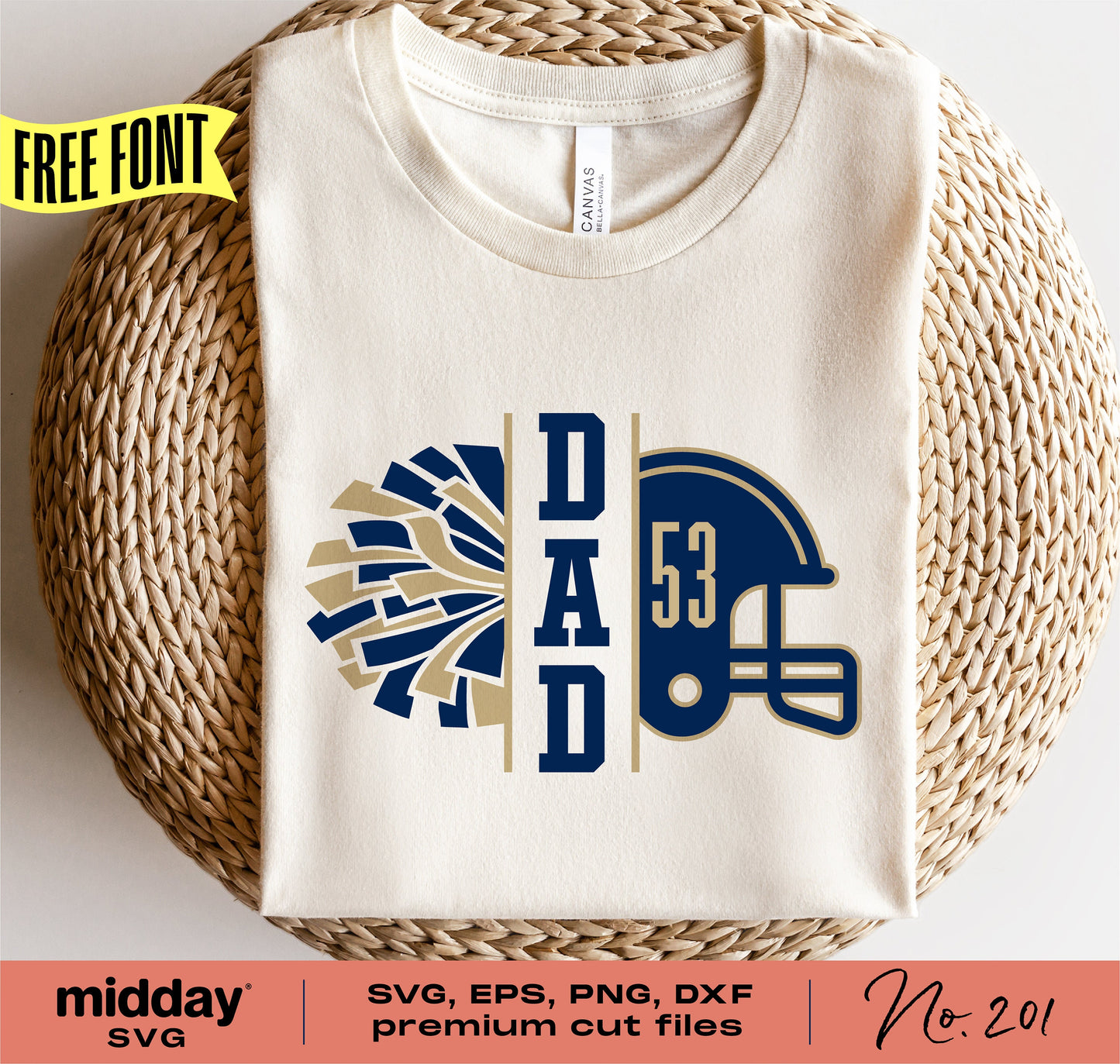 Football and Cheer Dad shirt with pom-pom and helmet design, SVG, EPS, PNG, DXF cut files for Cricut and Silhouette.