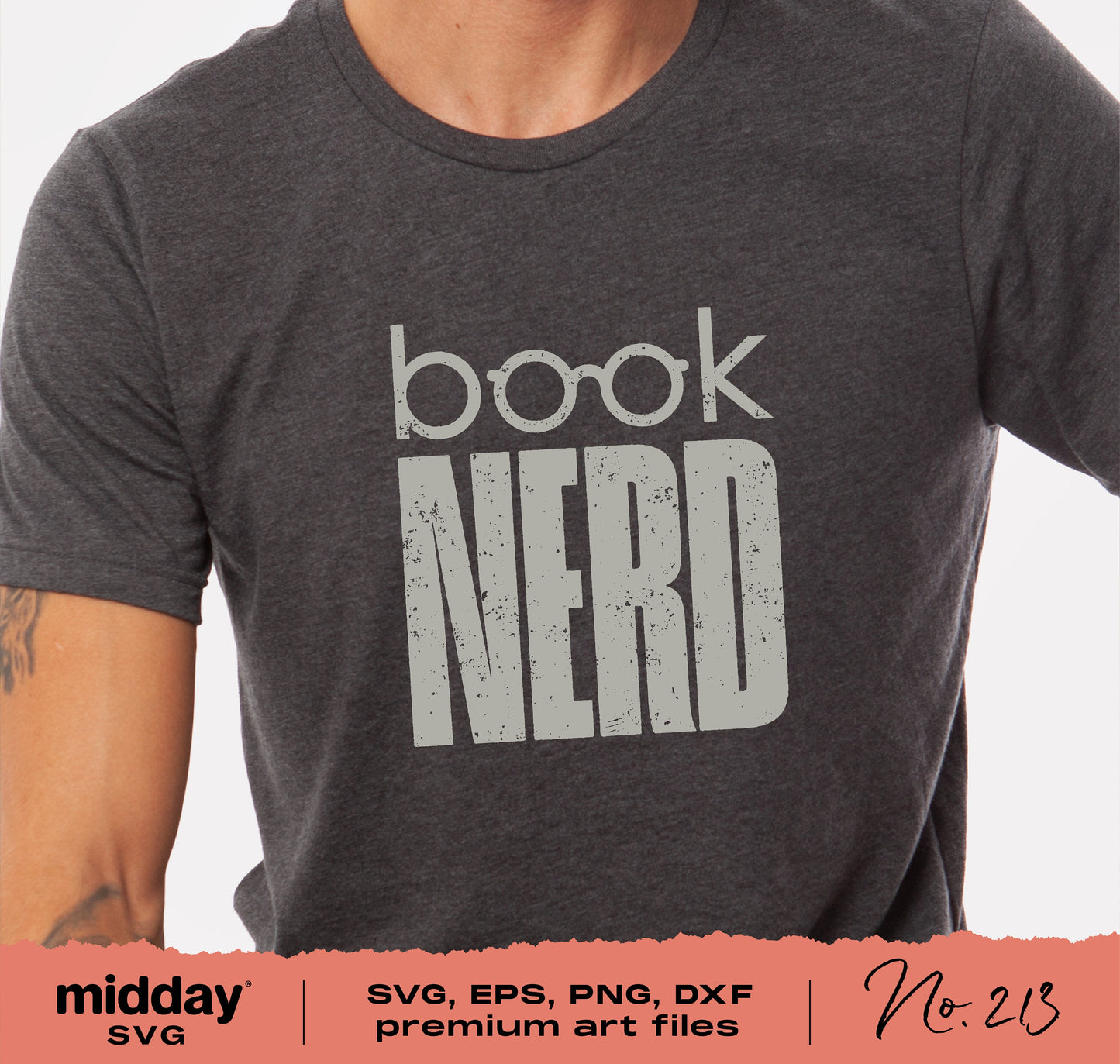 "Book Nerd" shirt design in SVG PNG DXF EPS formats for librarians, teachers, and book lovers.