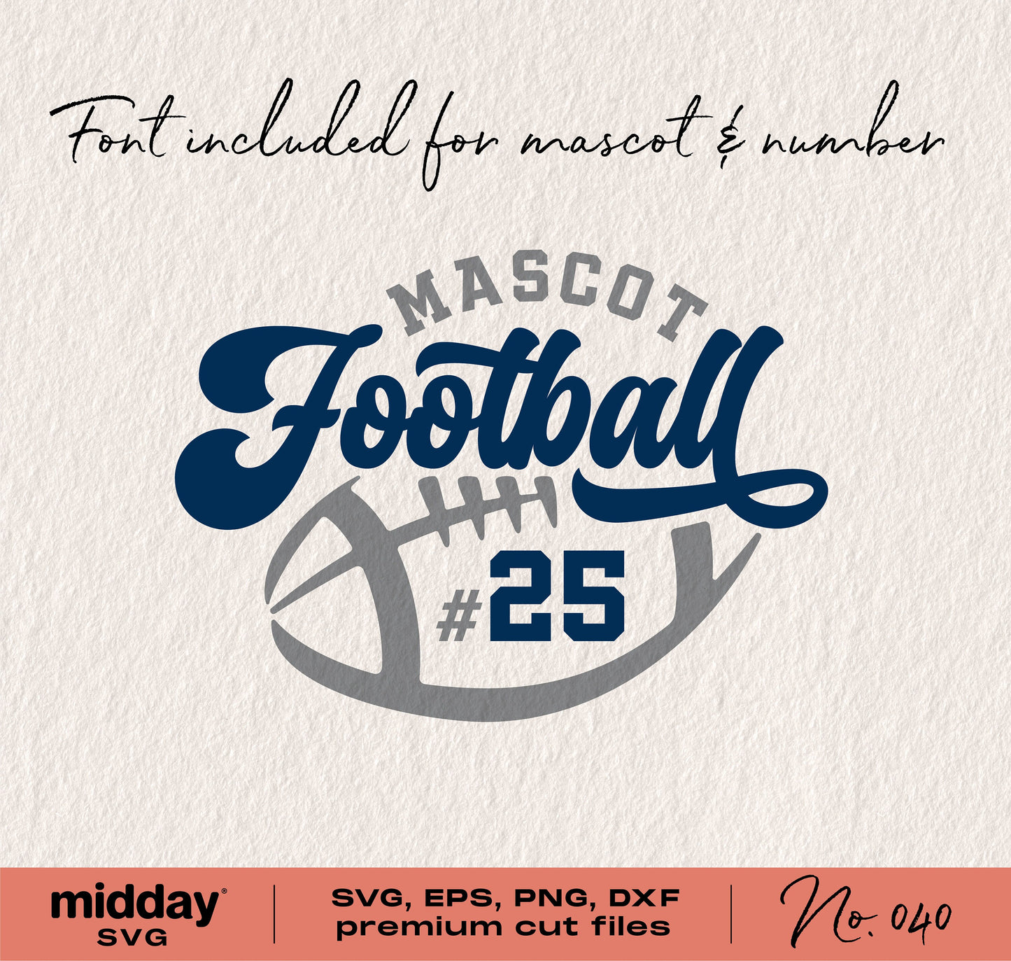 Football team mascot logo with number 25, SVG, EPS, PNG, DXF cut files for Cricut and Silhouette, No. 040.