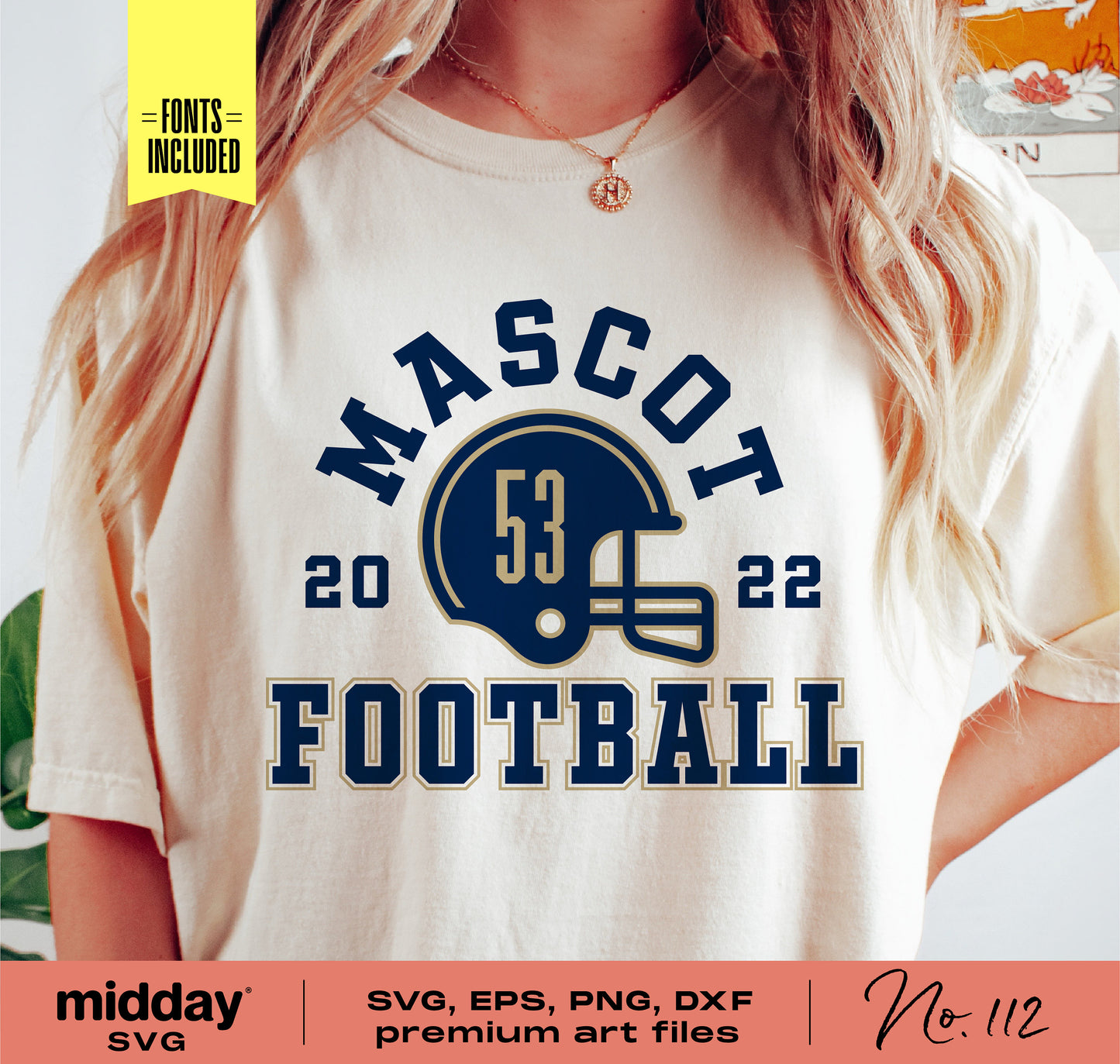 Football team template shirt with mascot design in SVG, PNG, DXF formats for Cricut and Silhouette, featuring DIY customization.