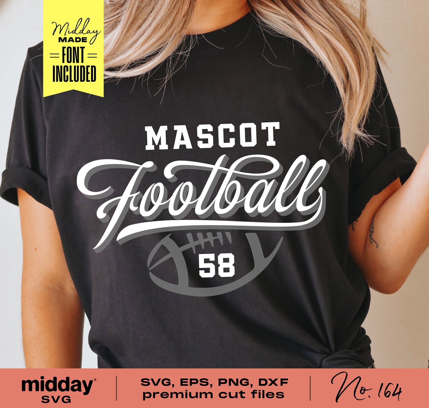 Black football team shirt featuring custom mascot and number design, ideal for Cricut and Silhouette users with SVG, PNG, DXF, EPS formats.