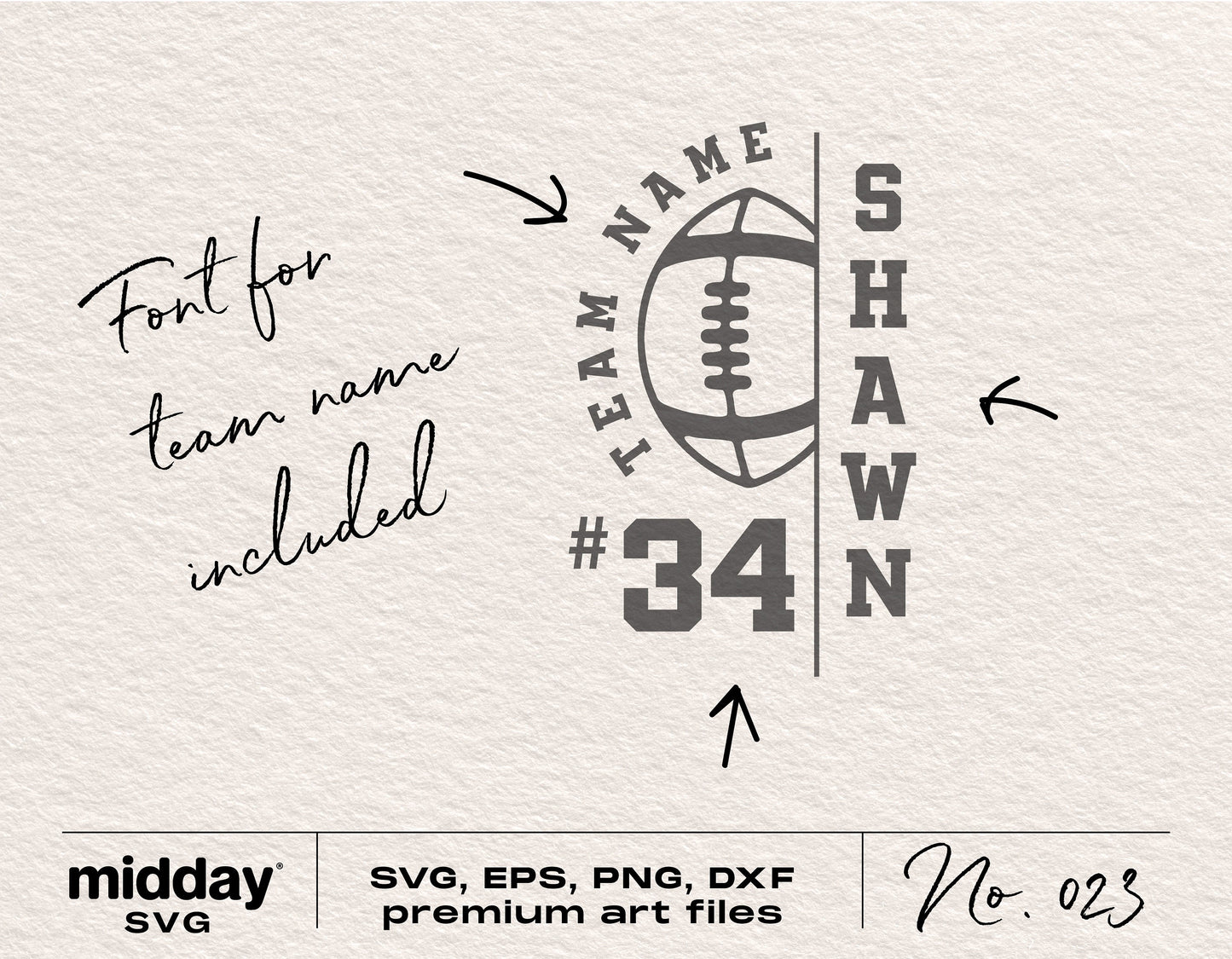 Football team player template SVG with personalized jersey and number included, compatible with Cricut and Silhouette for crafting.