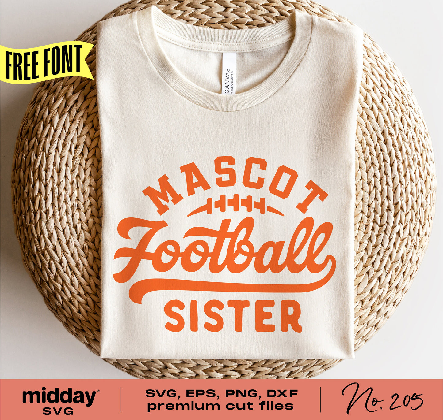 Football Sister shirt design template featuring SVG, EPS, PNG, DXF formats for Cricut and Silhouette.