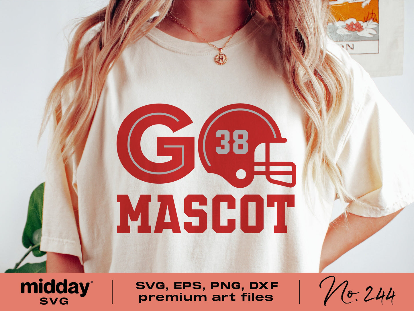 "Go Football Team Template T-shirt with Football Helmet and Mascot Design in SVG, EPS, PNG, DXF for DIY Projects and Cricut Users."