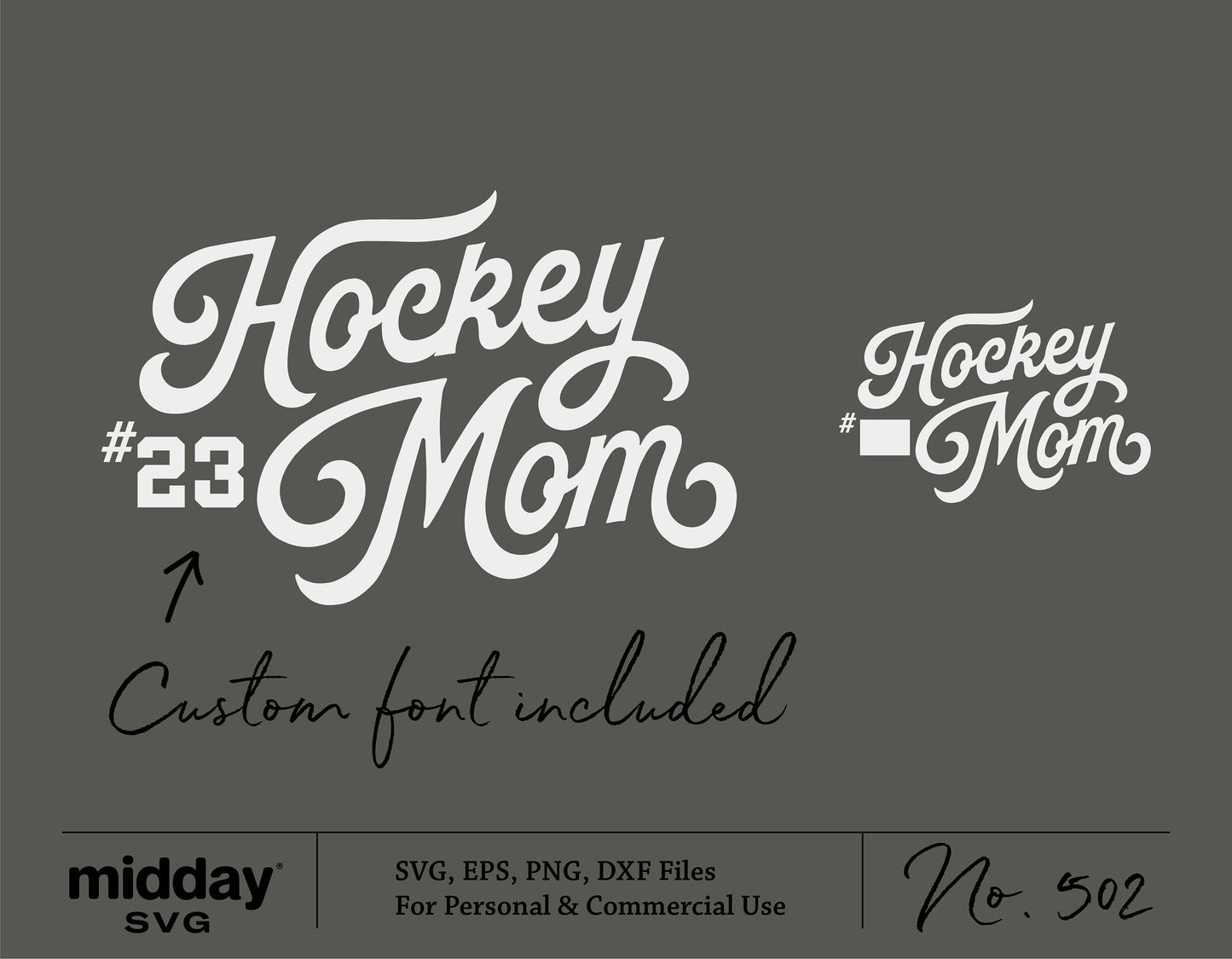 Hockey Mom shirt template SVG with custom fonts, includes SVG, EPS, PNG, and DXF for Cricut and Silhouette projects.